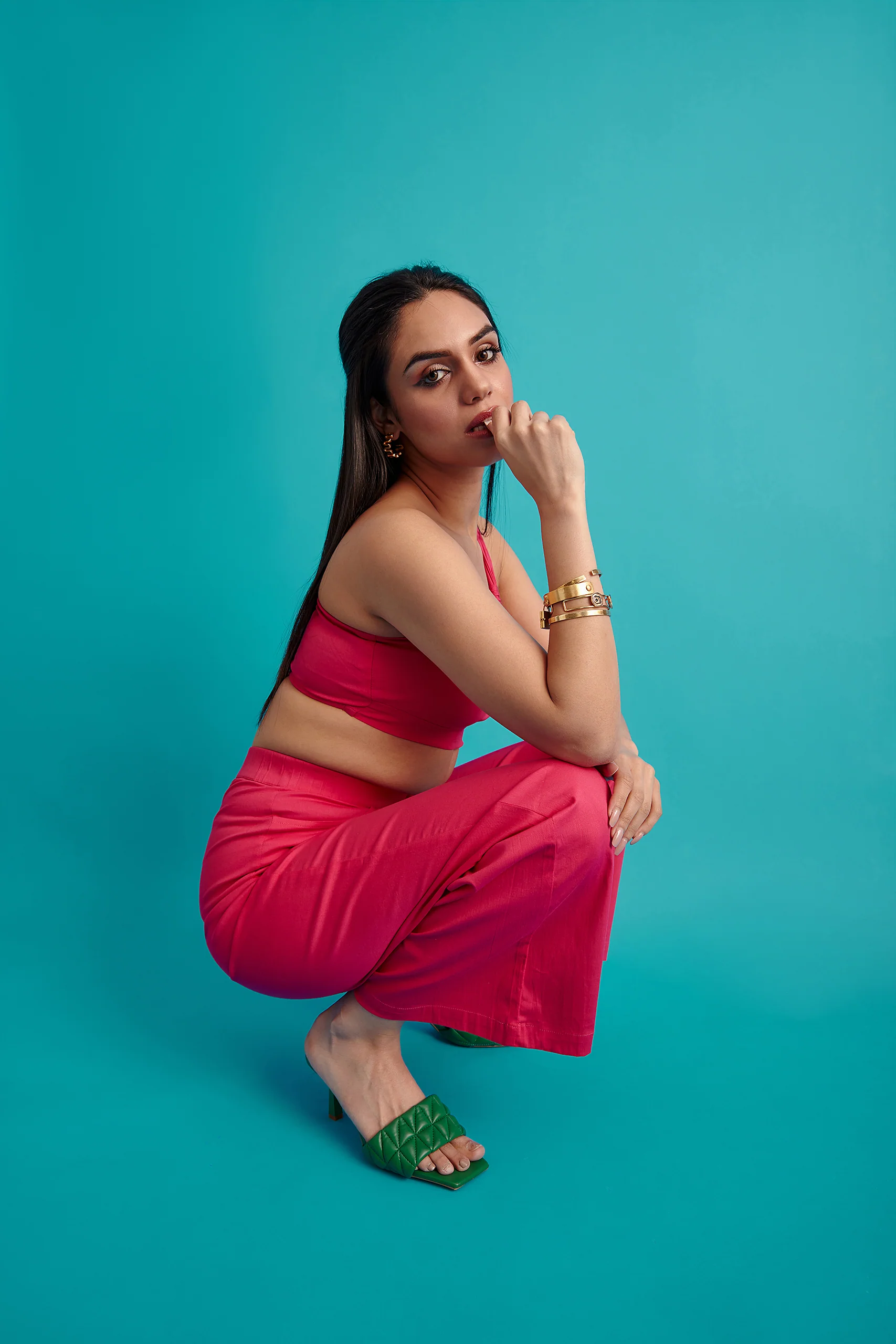 Asymmetrical Crop Top- Pink - Image 3