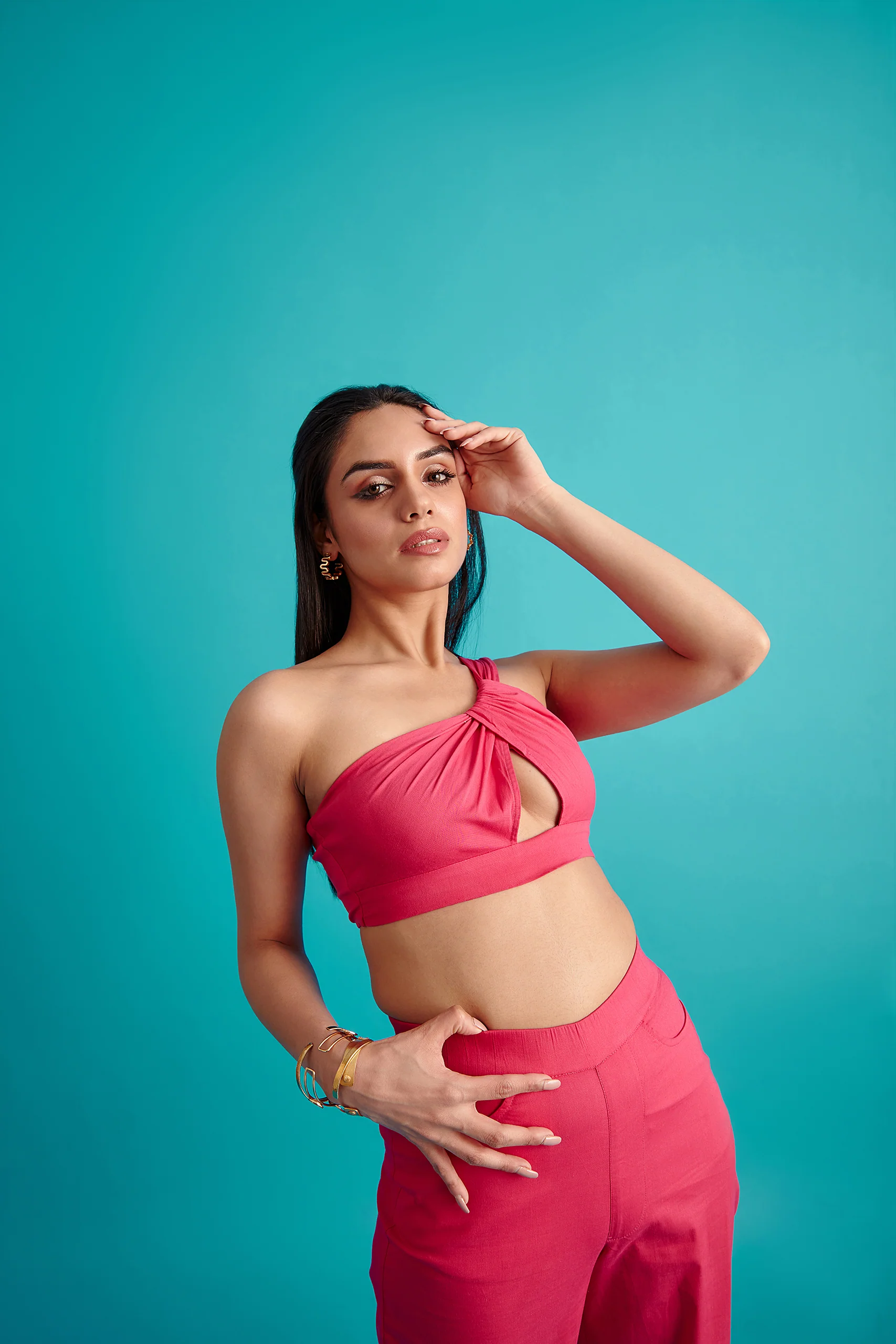 Asymmetrical Crop Top- Pink - Image 5