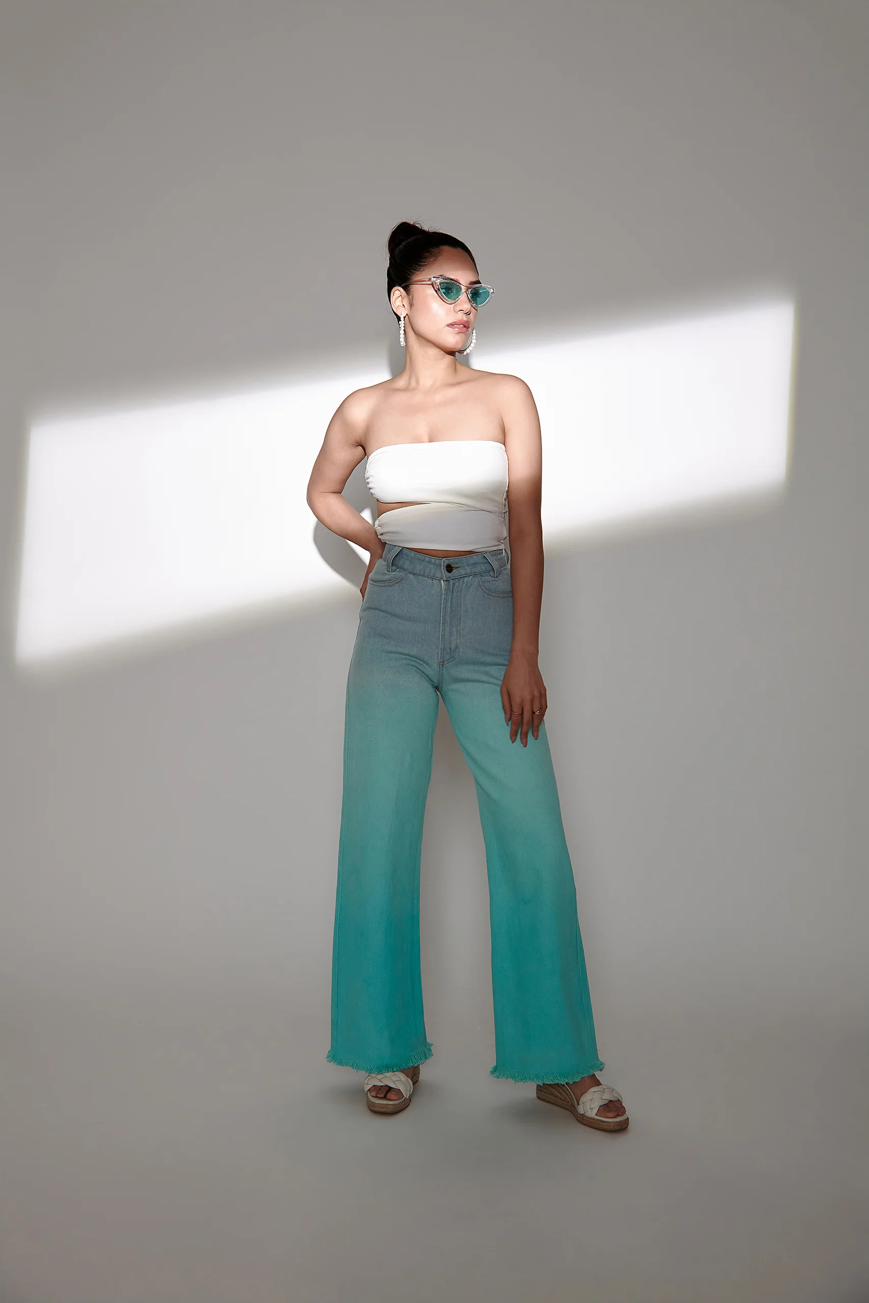 Asymmetrical Wooden Ring Bandeau Top- White - Image 6