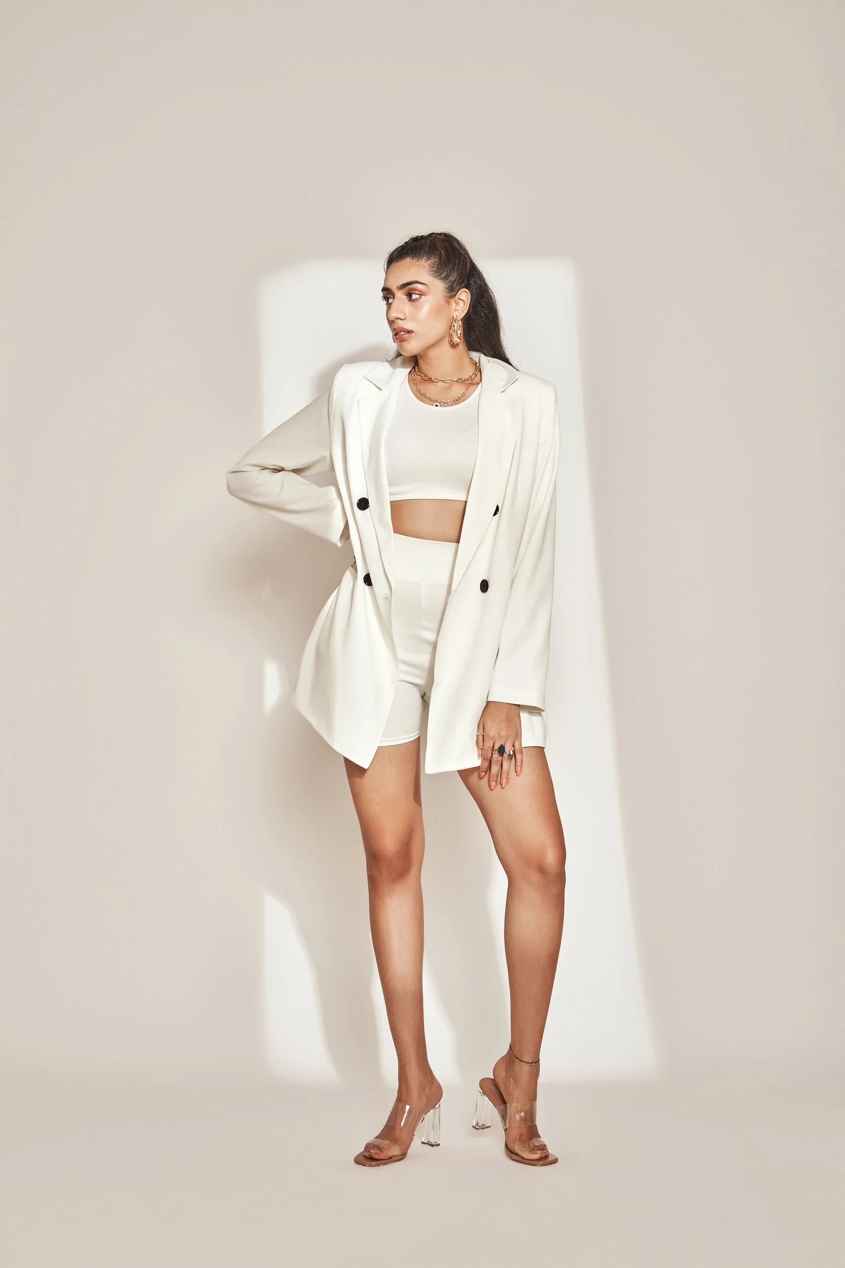 Athleisure Tank Top & Cycling shorts -White - Image 3