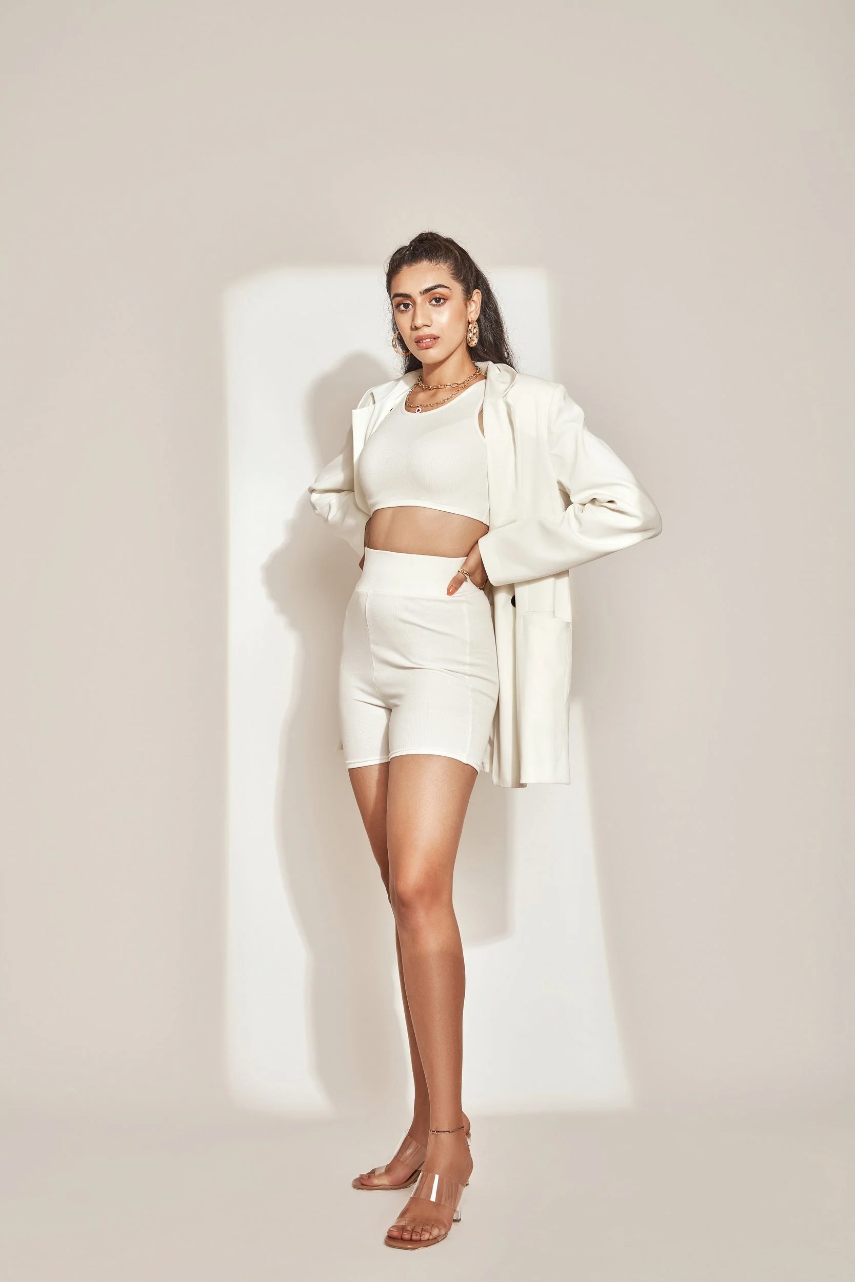 Athleisure Tank Top & Cycling shorts -White - Image 4