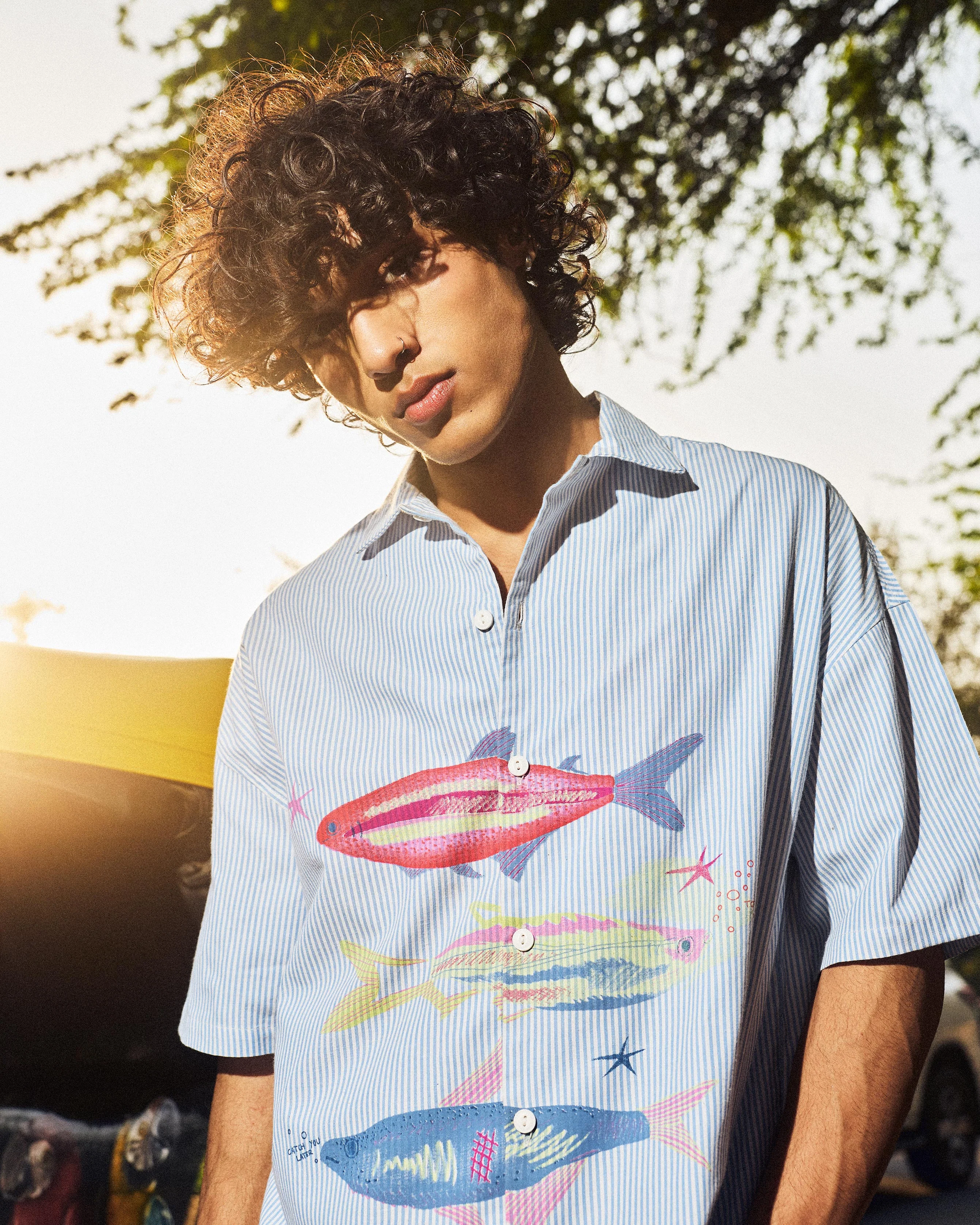 Azure Reef Striped Resort Shirt - Image 2