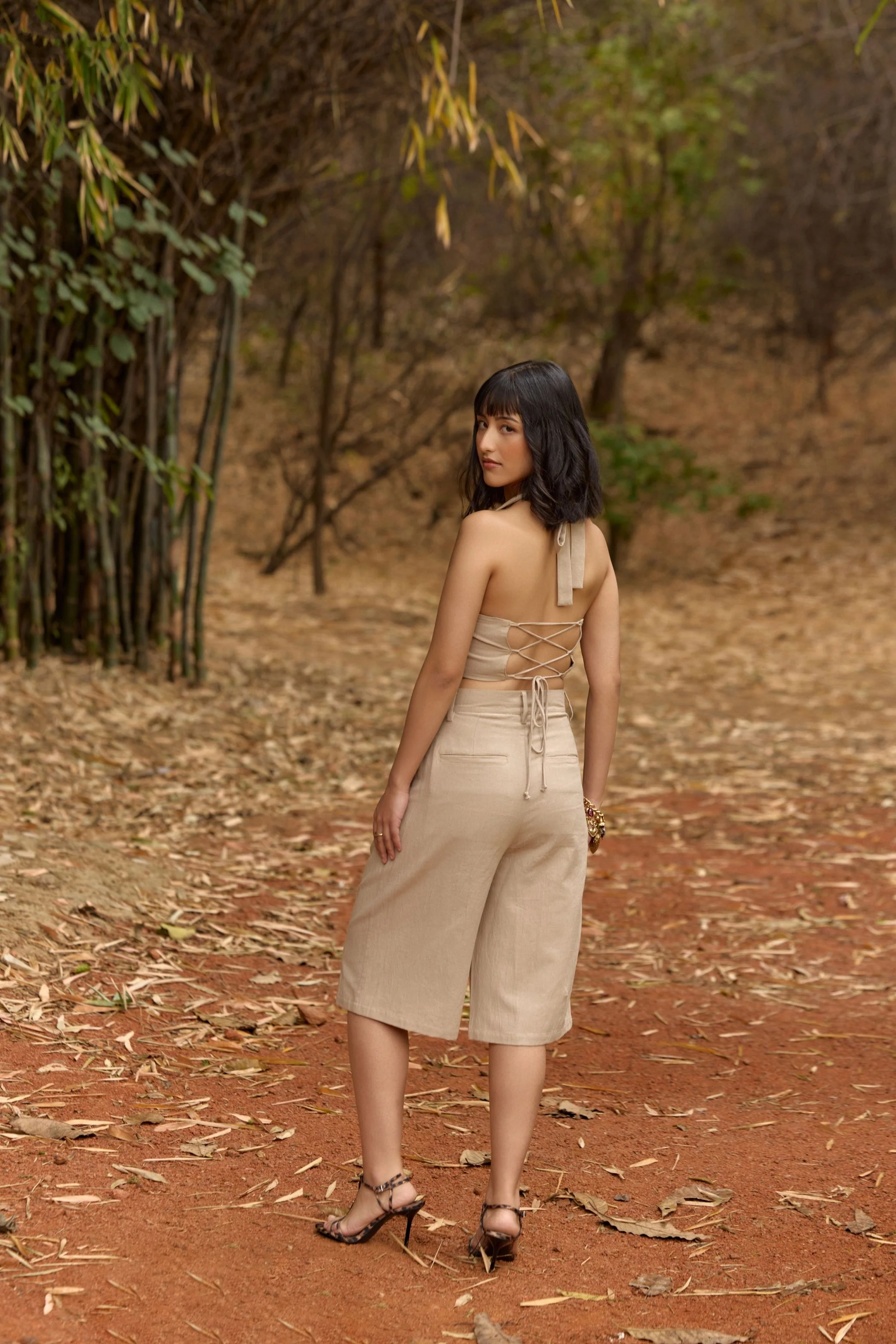 Beige Halter Neck Waistcoat - Image 5