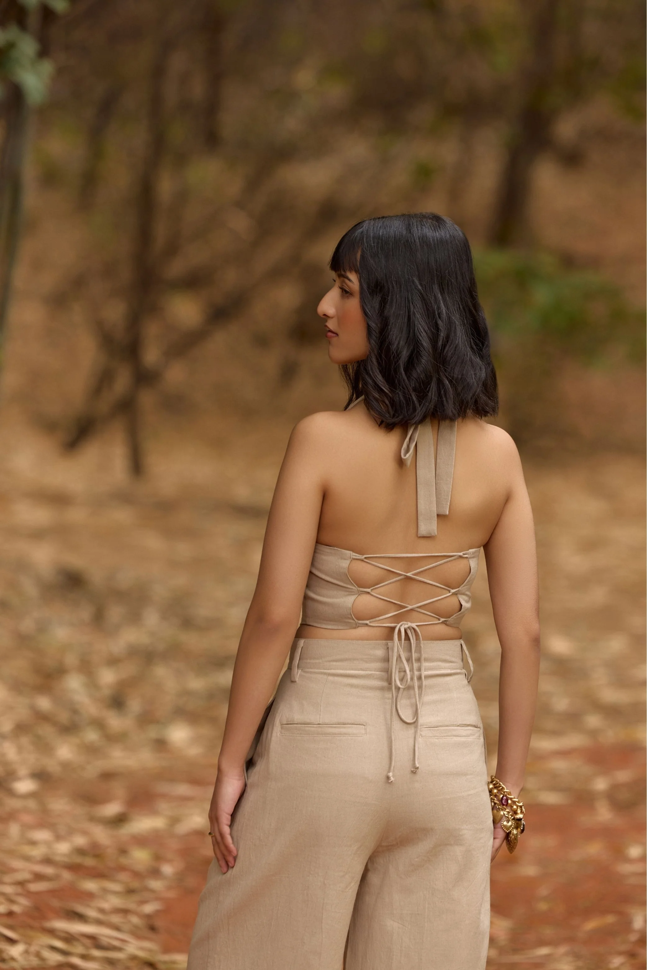 Beige Halter Neck Waistcoat - Image 6