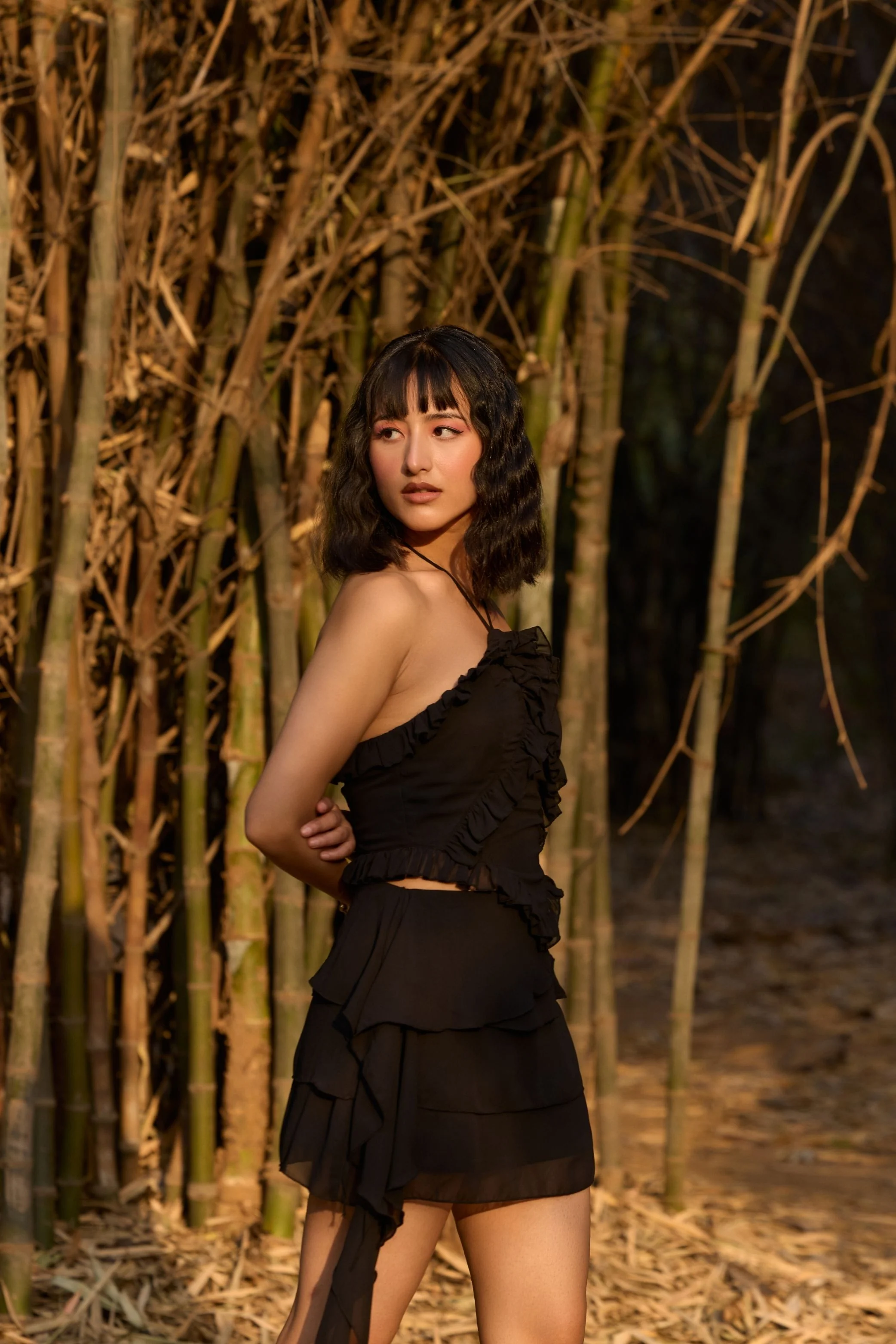 Black Ruffled Halter Neck Top - Image 2