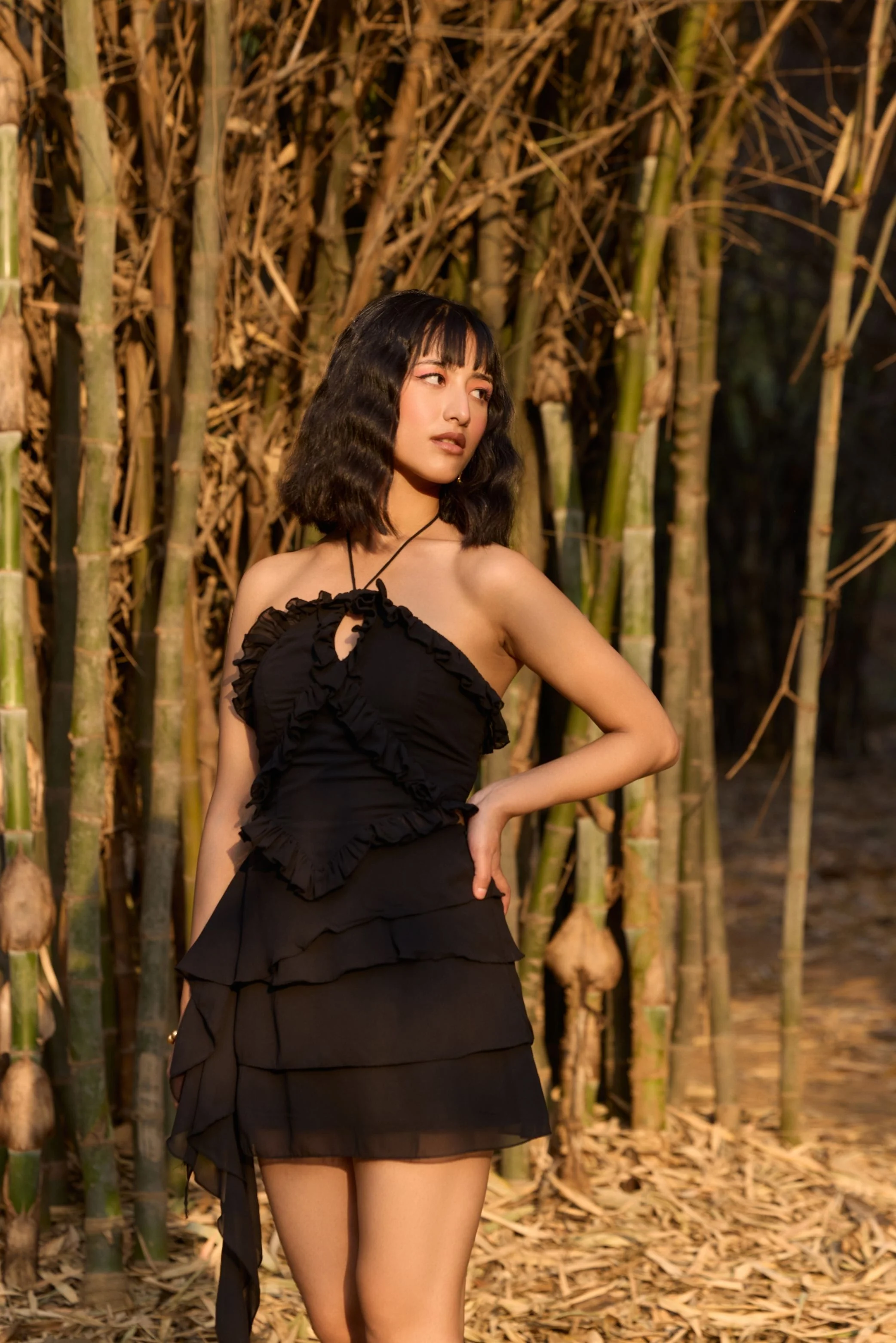 Black Ruffled Halter Neck Top - Image 5