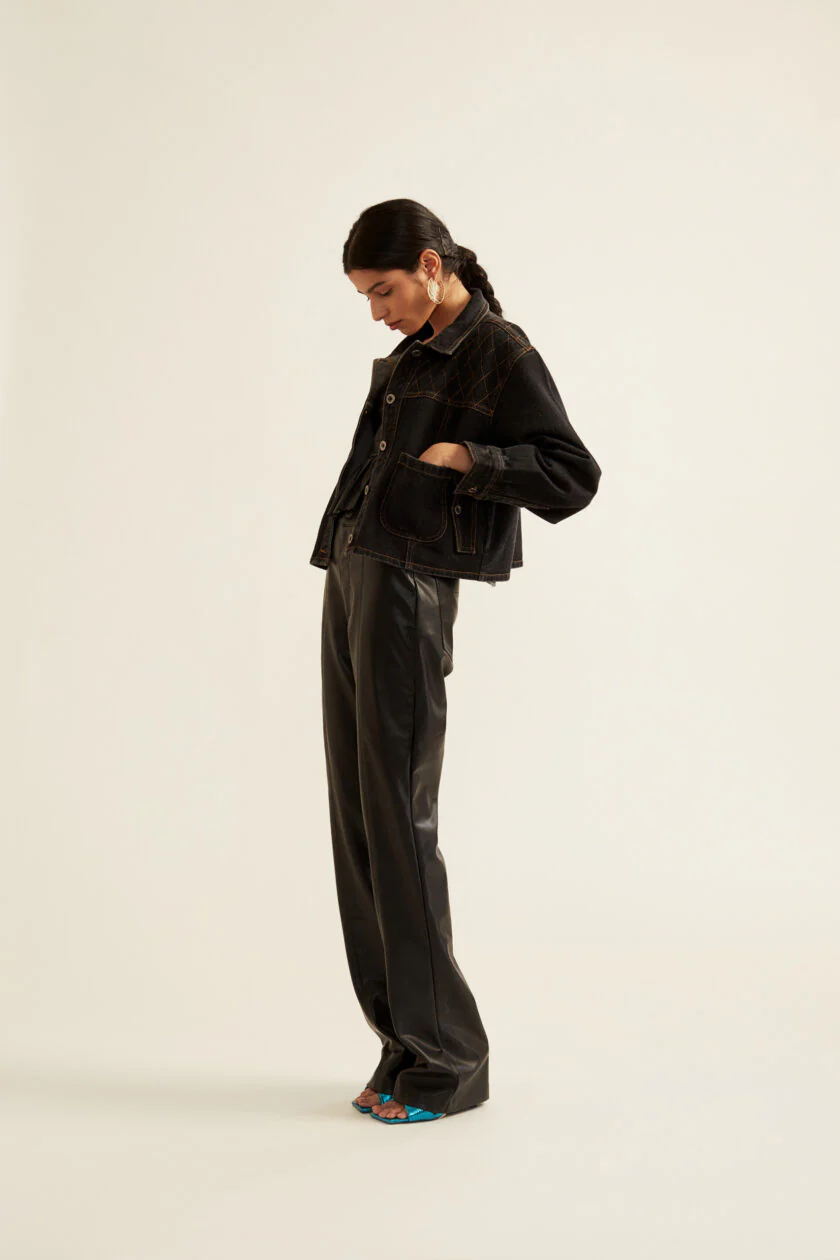 Black Cropped Jacket for Women - Image 5