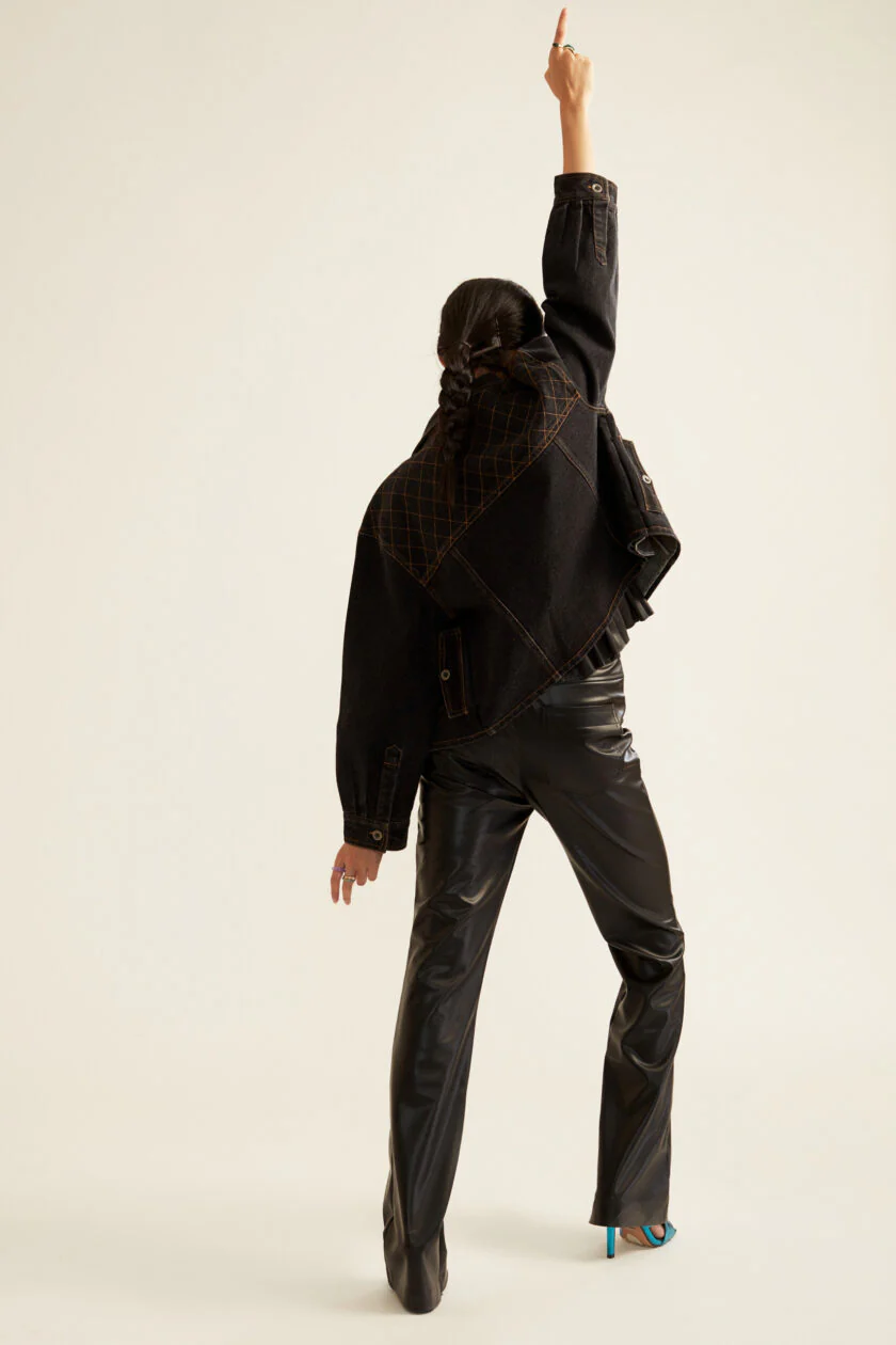 Black Cropped Jacket for Women - Image 6
