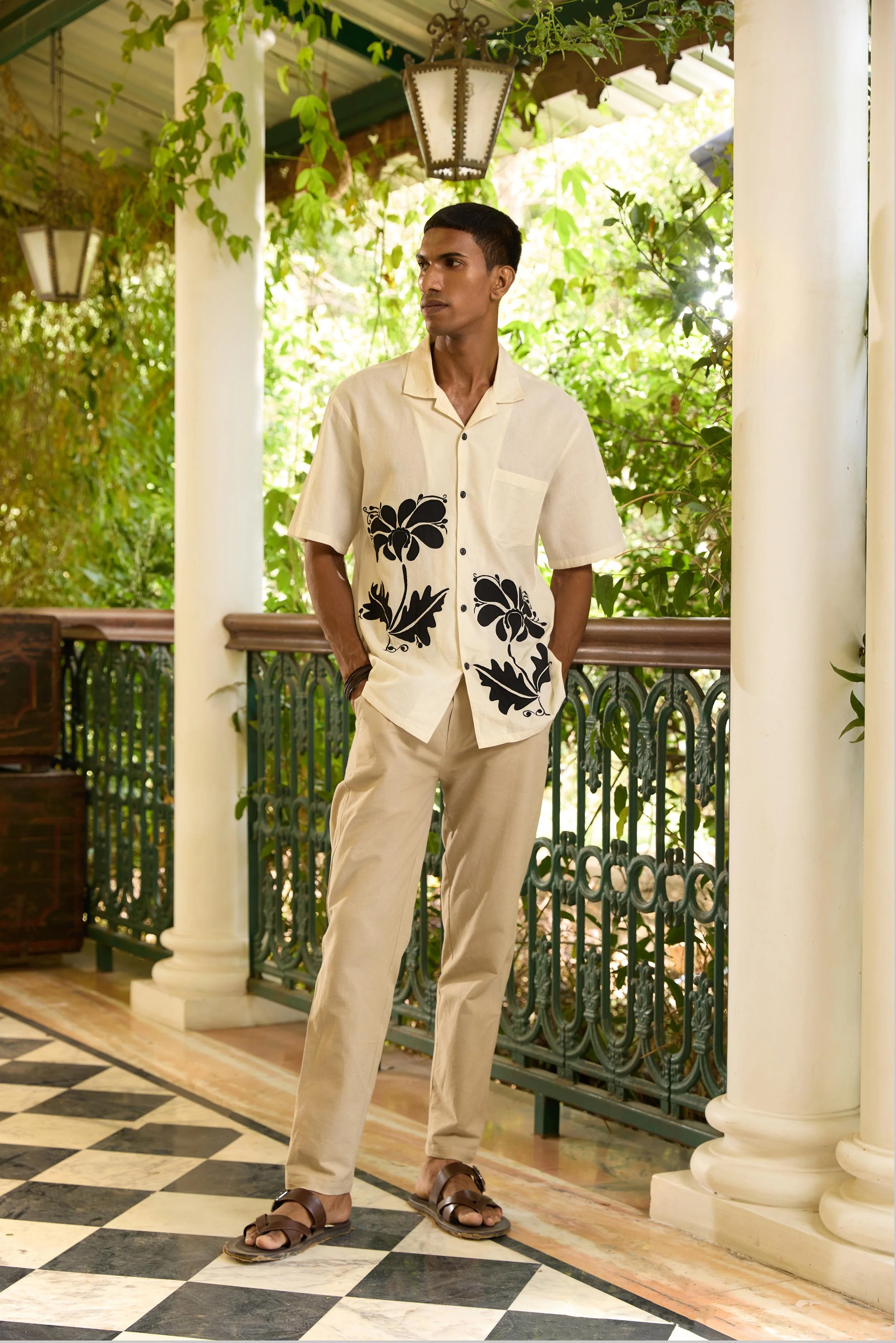 Black Flower Applique Shirt