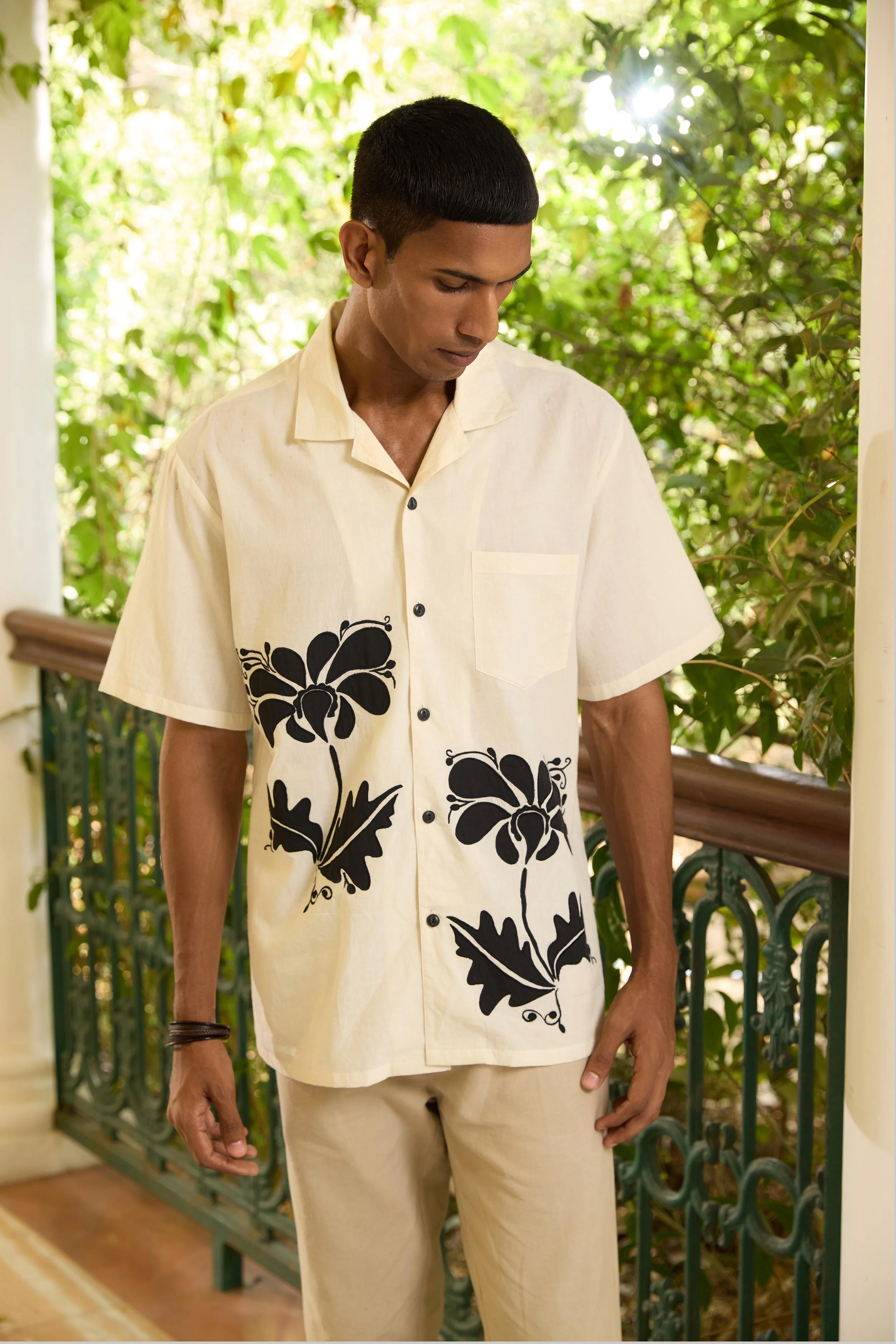 Black Flower Applique Shirt - Image 4
