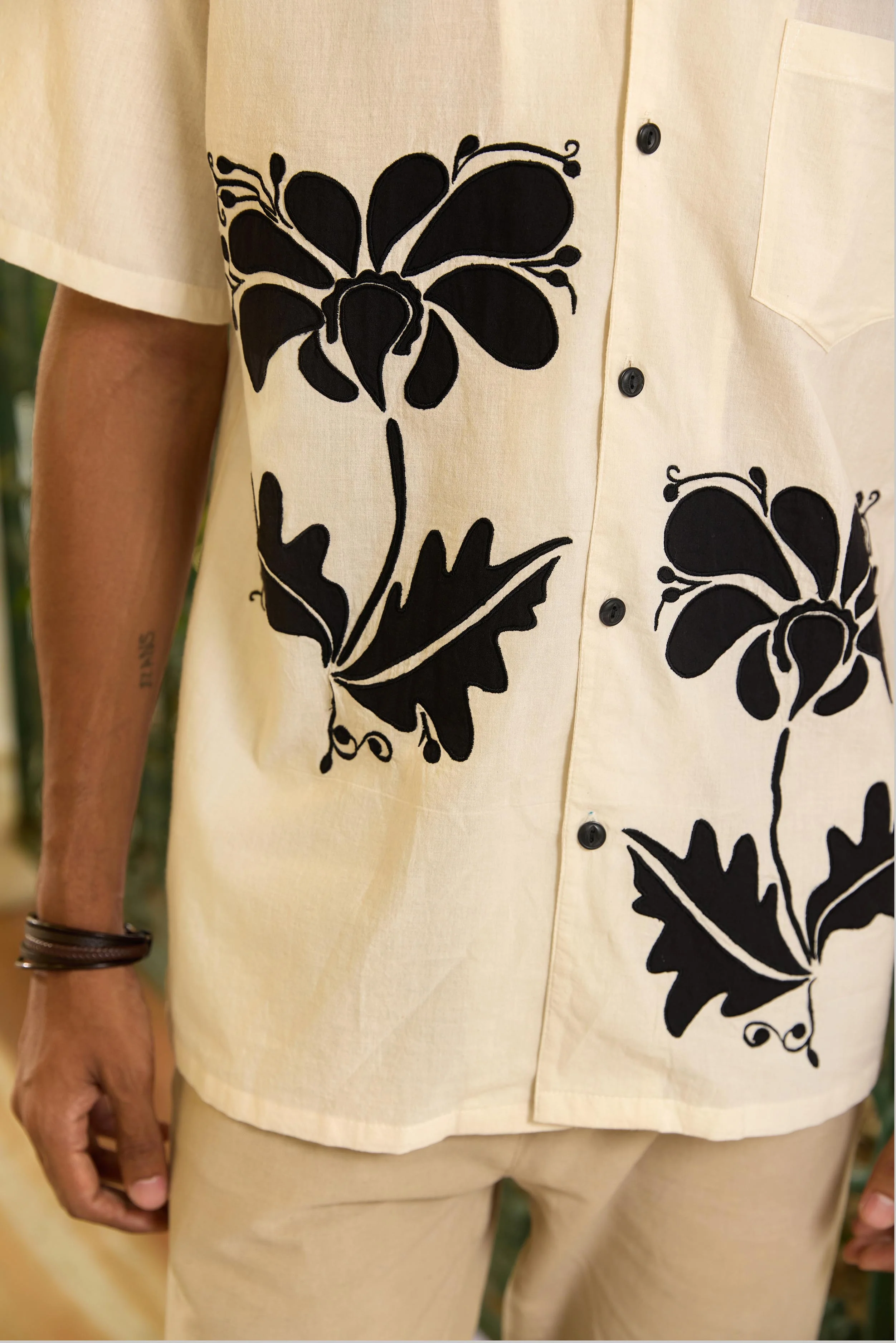 Black Flower Applique Shirt - Image 5