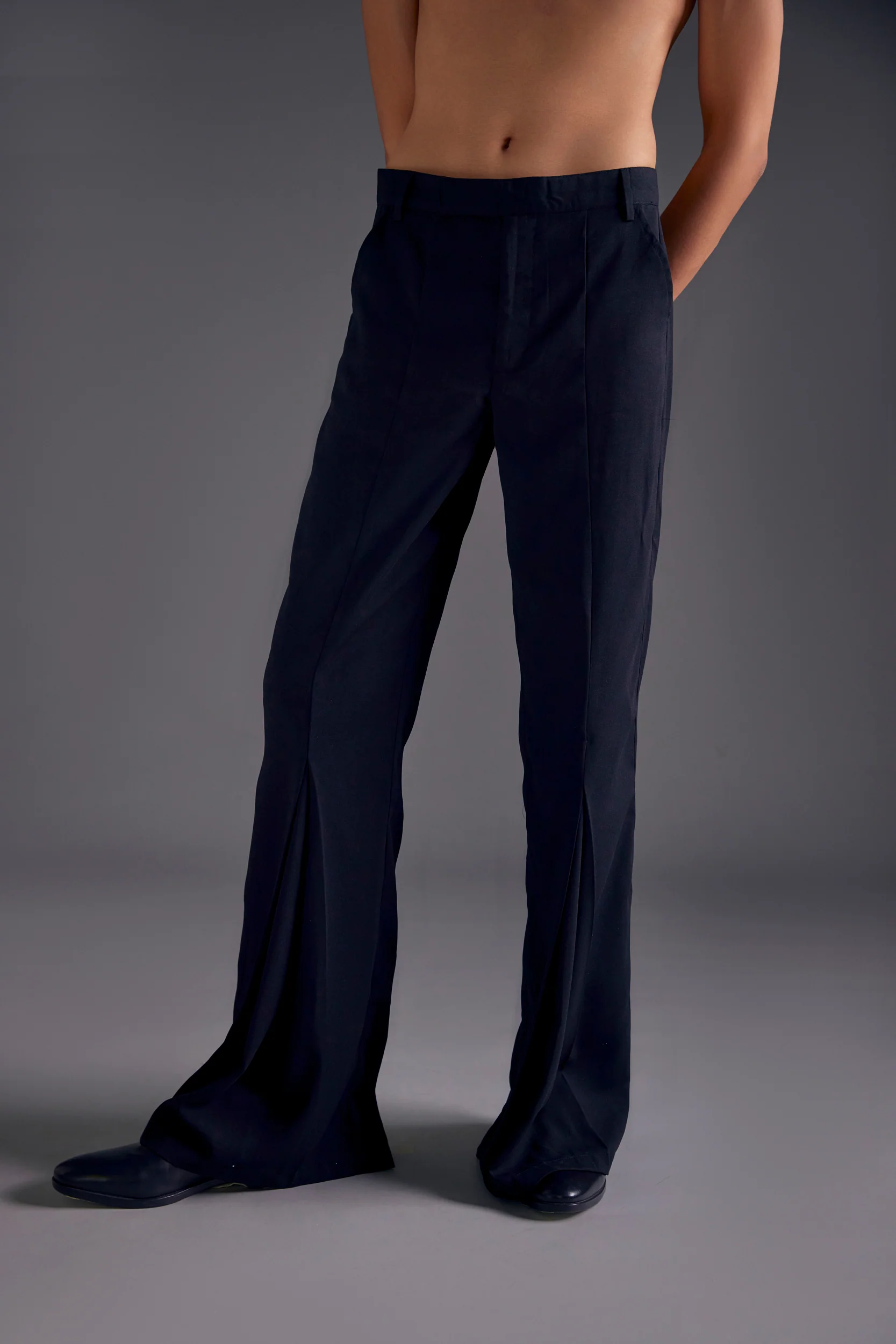 Black Heathermoss Front Pleated Trousers - Image 2