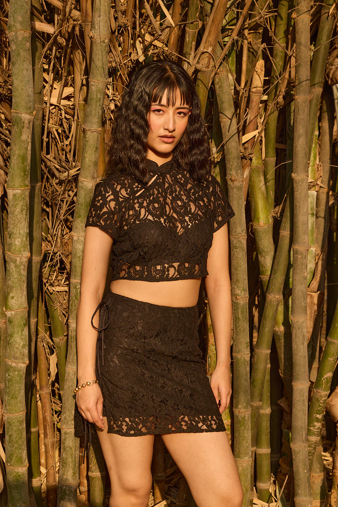 Black Lace Crop Top - Image 2