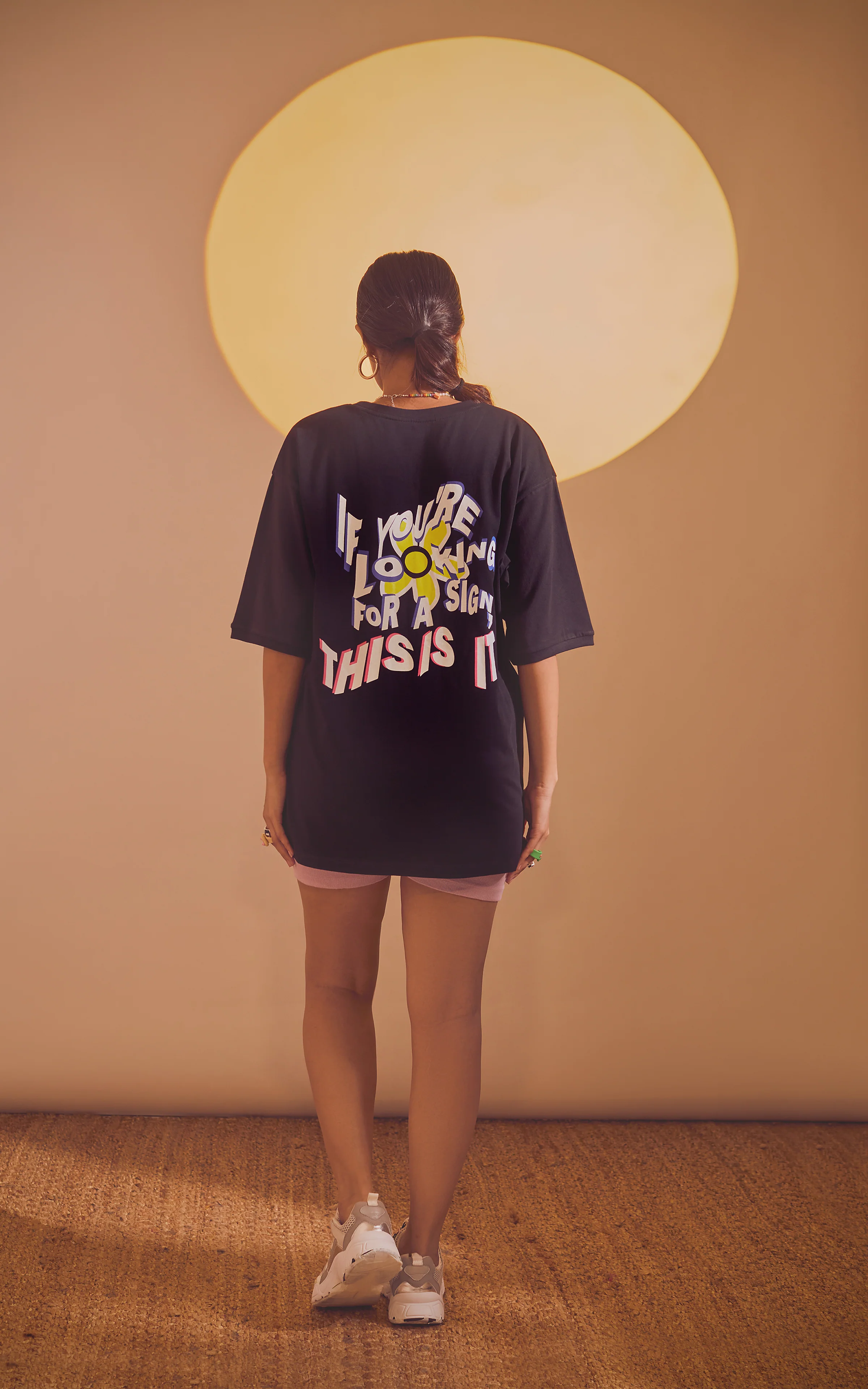 Black Oversized Printed Round Neck T-Shirt (If you’re looking for a sign) - Image 2