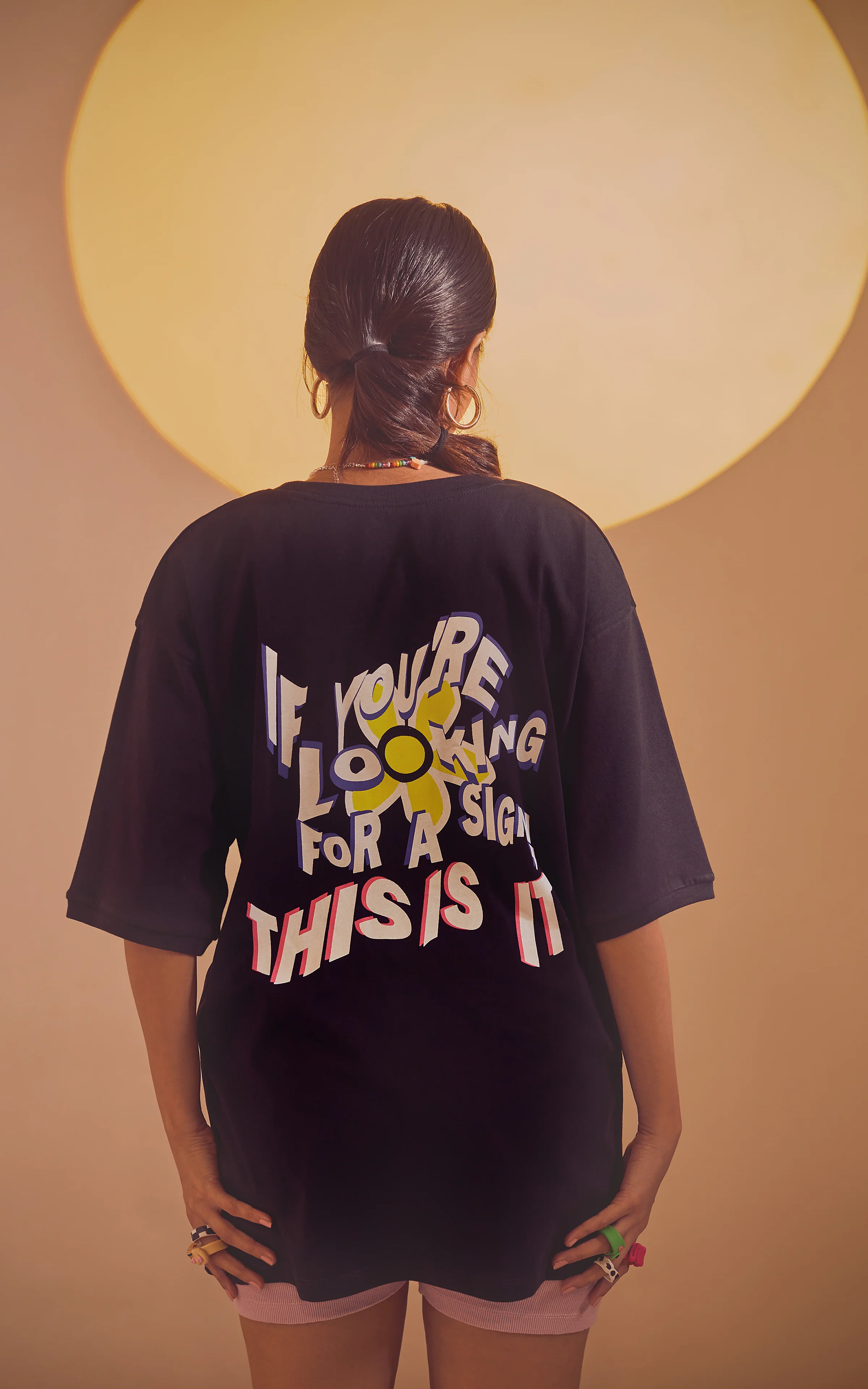 Black Oversized Printed Round Neck T-Shirt (If you’re looking for a sign) - Image 3