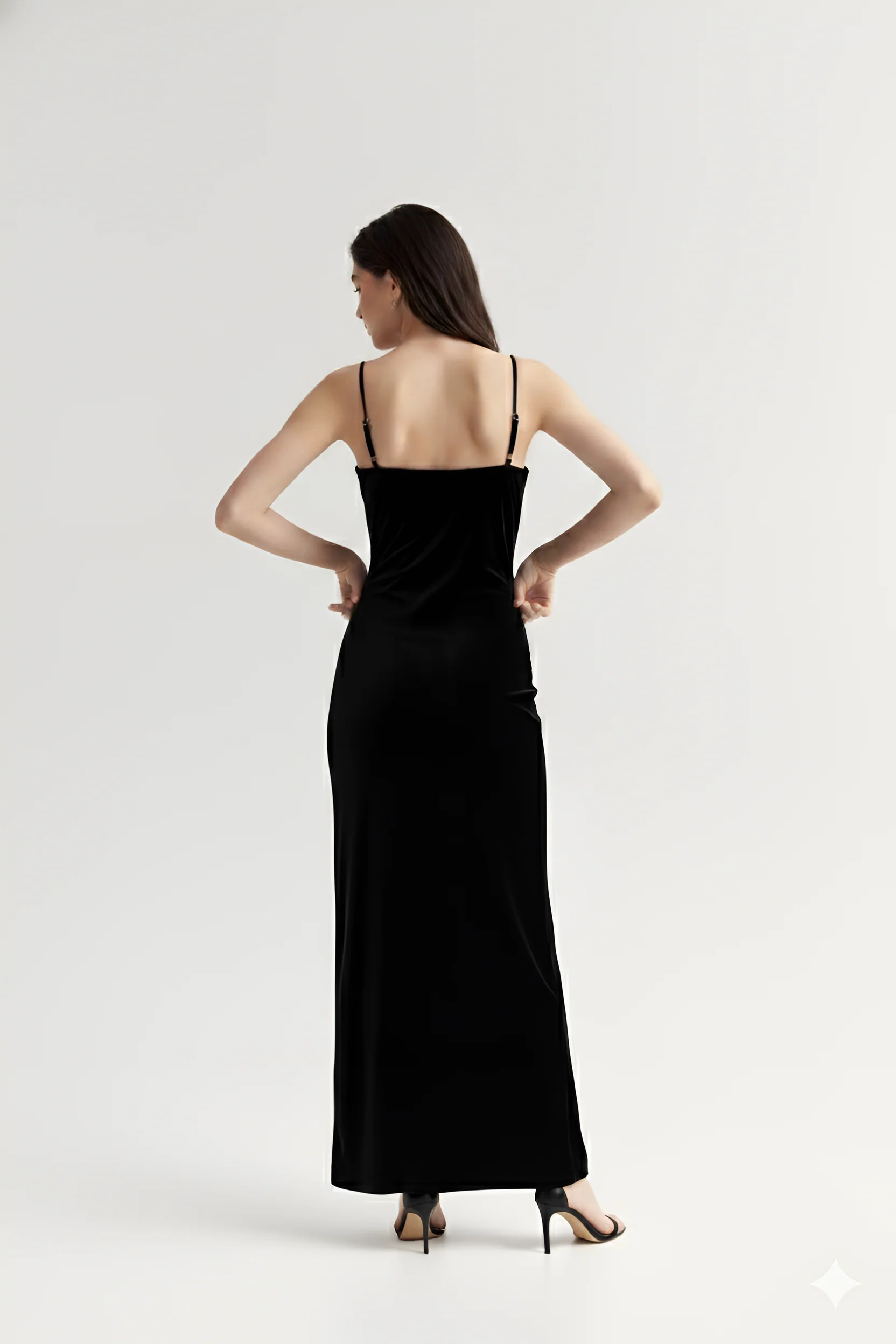 Black Velvet Cowl Neck Dress - Image 2