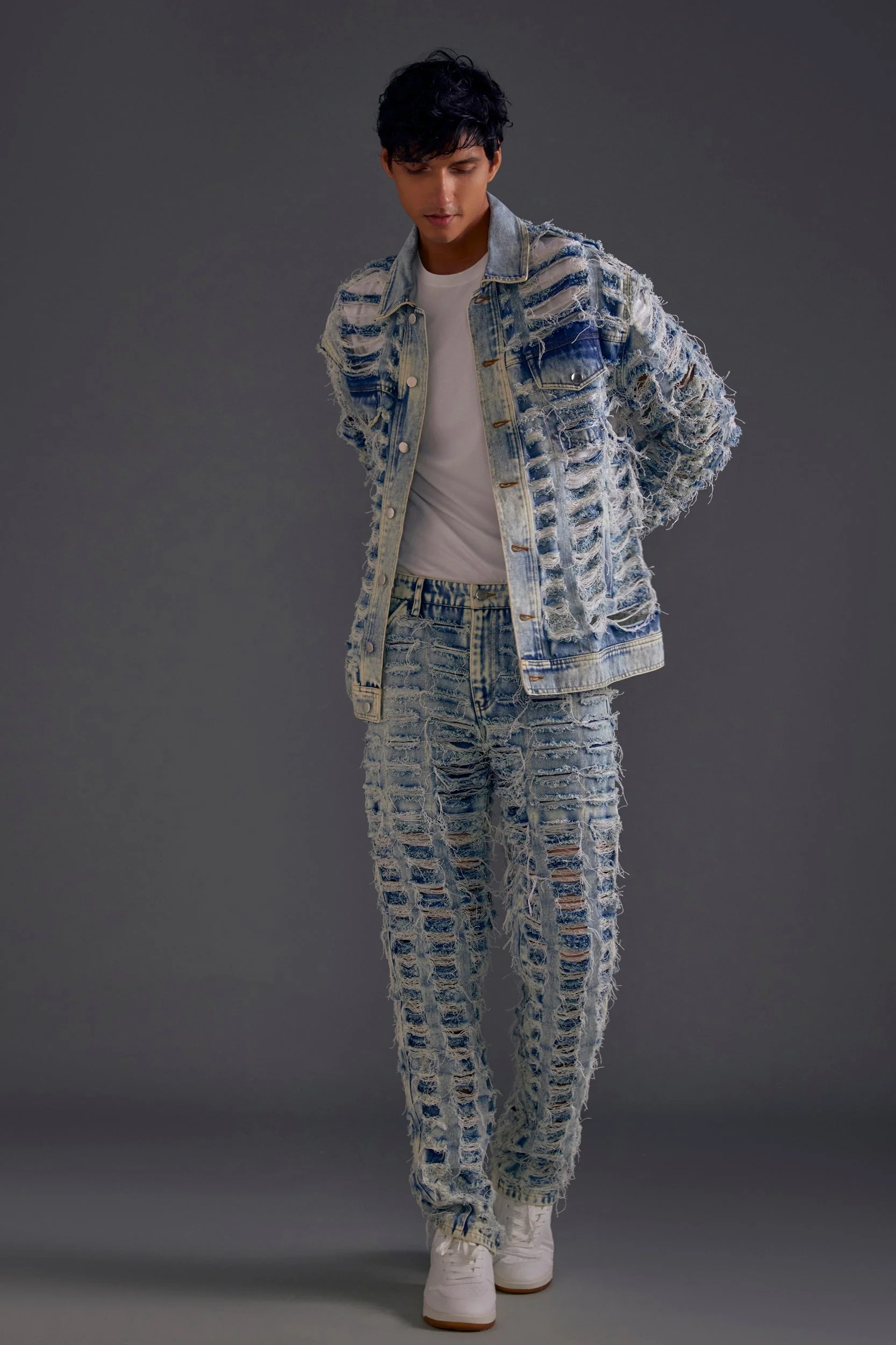 Blue Distressed Denim Jeans - Image 3