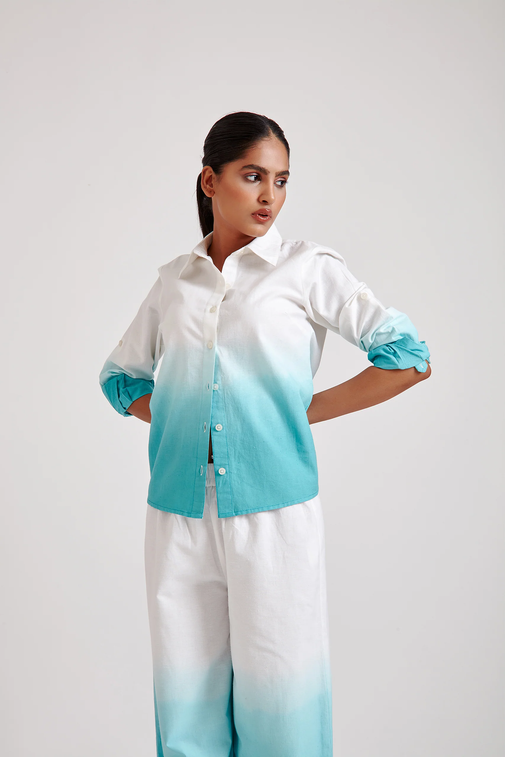 Blue Ombre oversized shirt and Trouser Set - Image 3