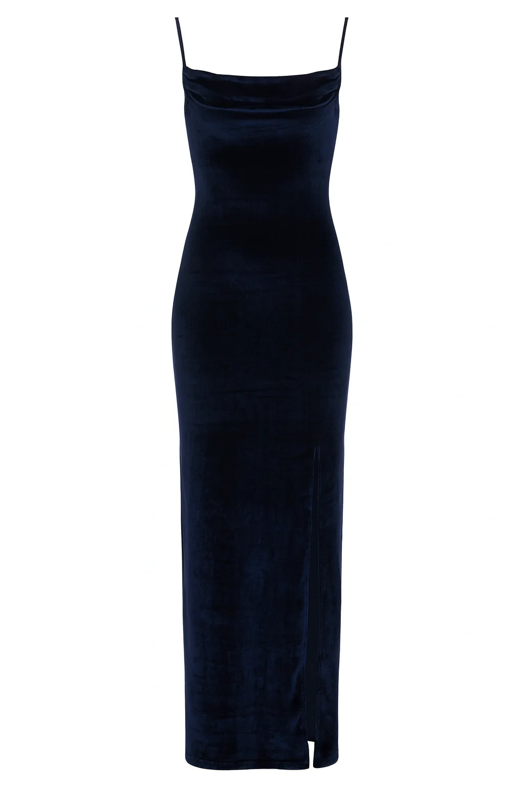 Blue Velvet Cowl Neck Dress - Image 5