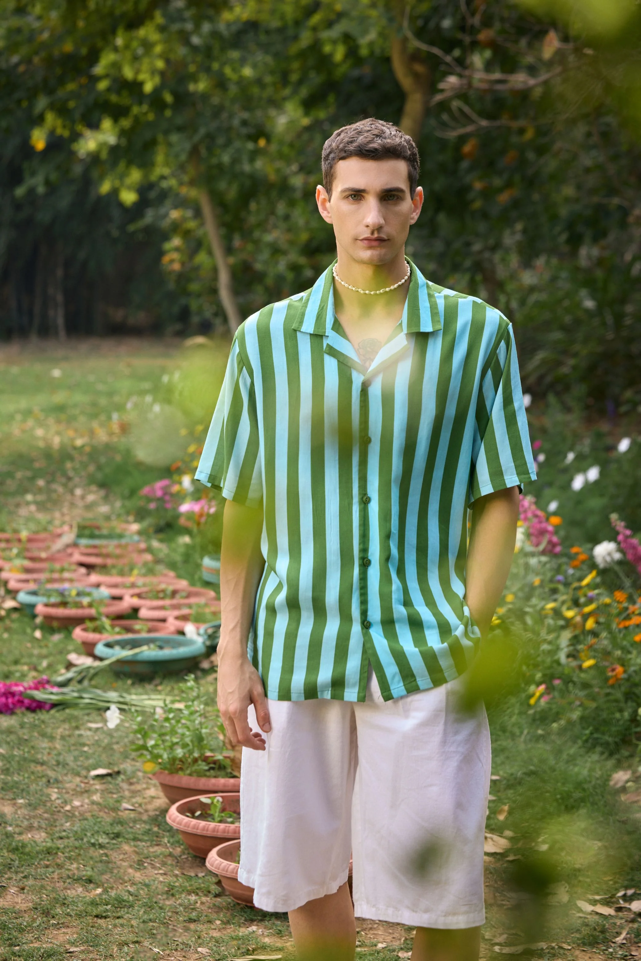 Vibrant Green-Striped Shirt - Image 2