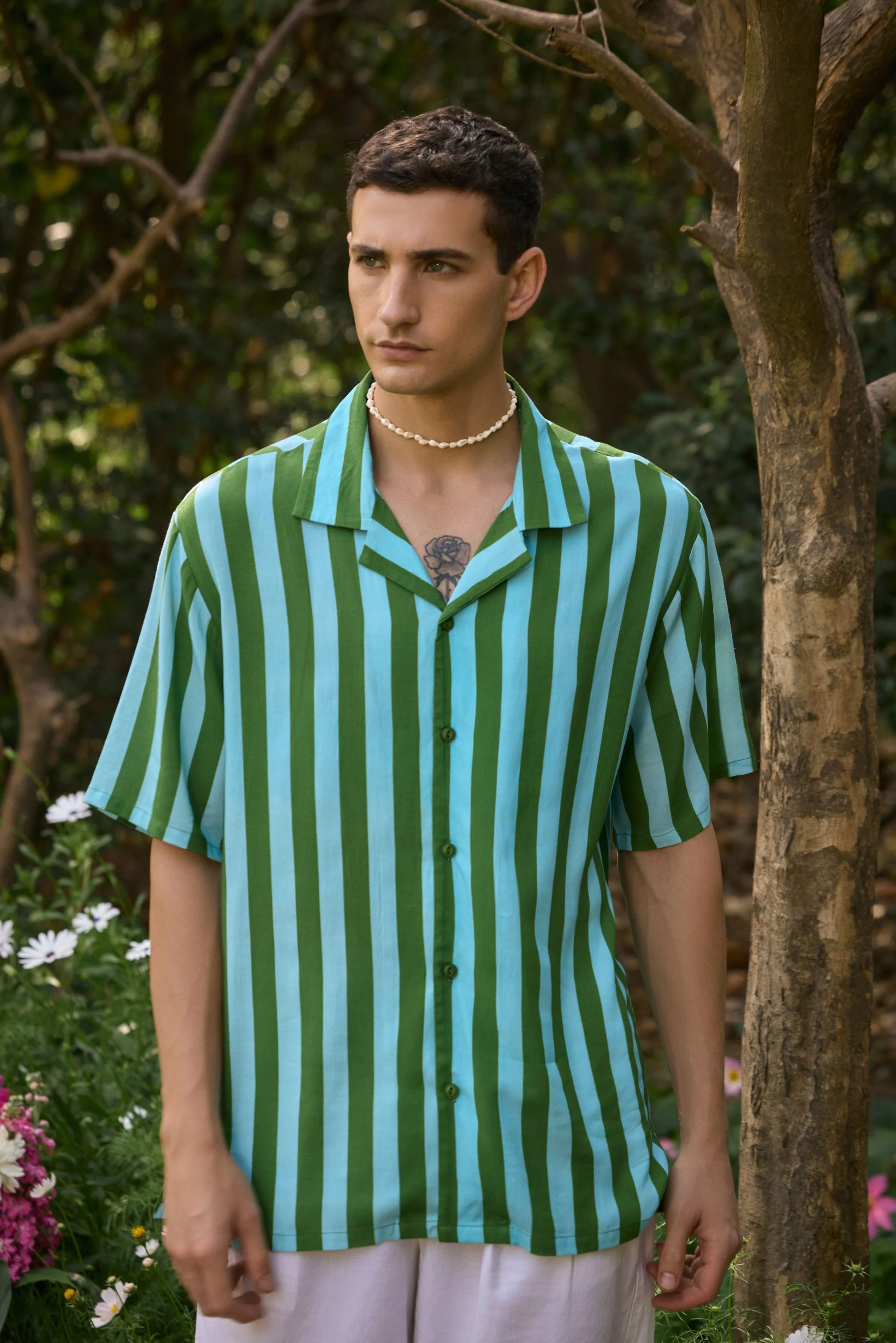Vibrant Green-Striped Shirt - Image 3
