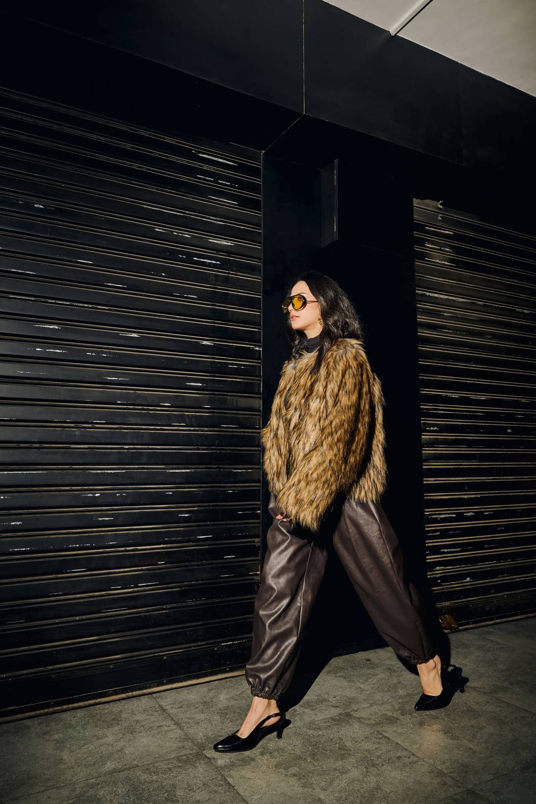 Brown Faux Leather Barrel Pants - Image 3