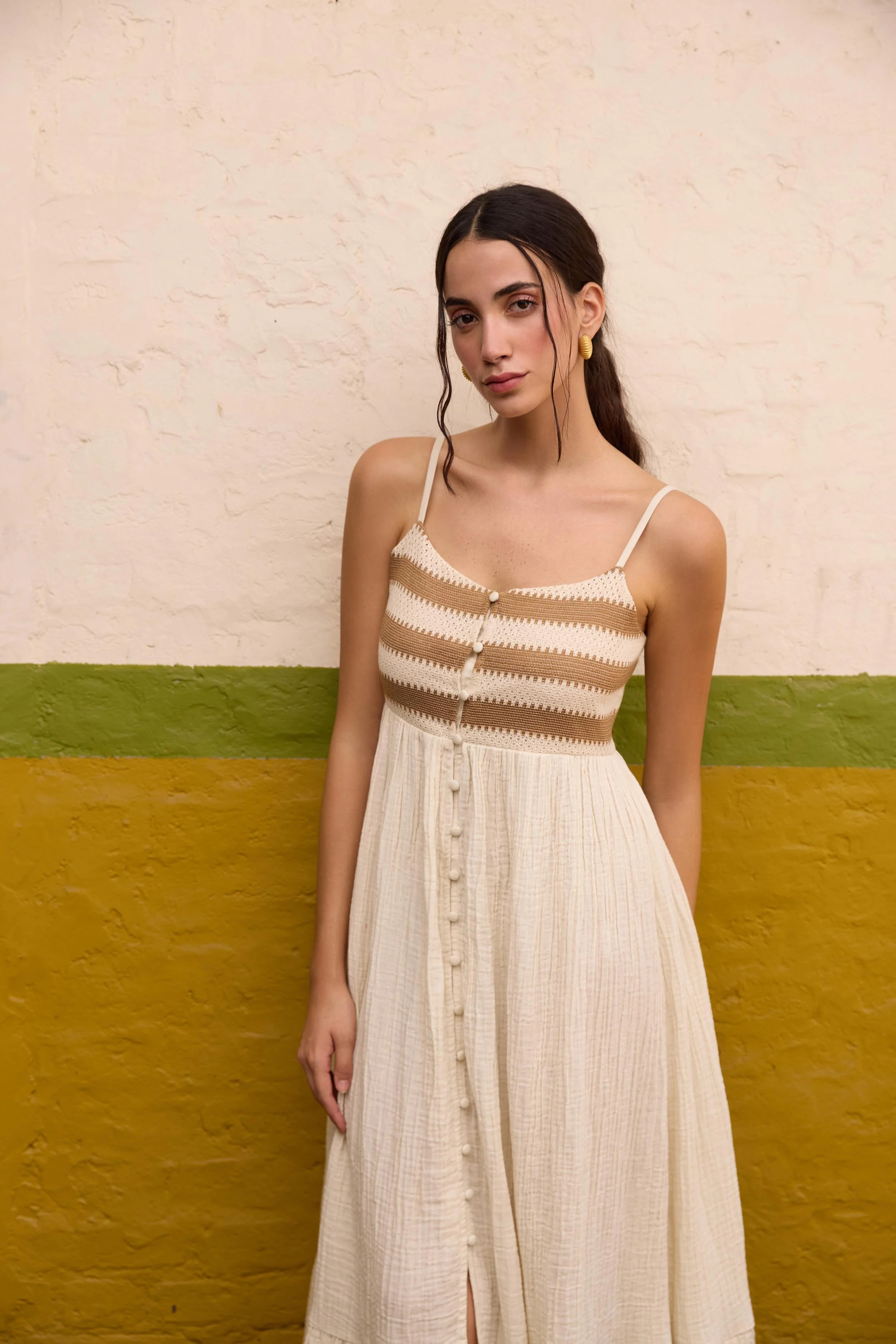 Brown Front Button-Down Maxi Dress - Image 3