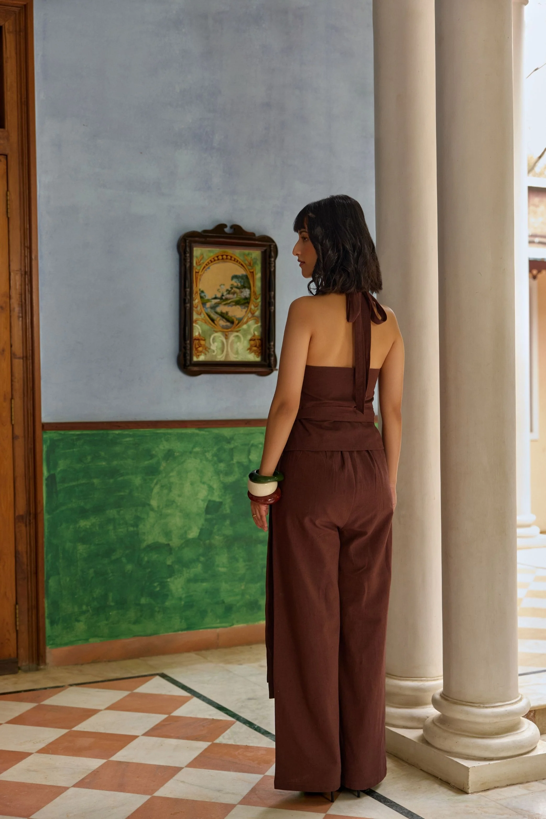 Brown Halter Neck Wrap around Top - Image 3