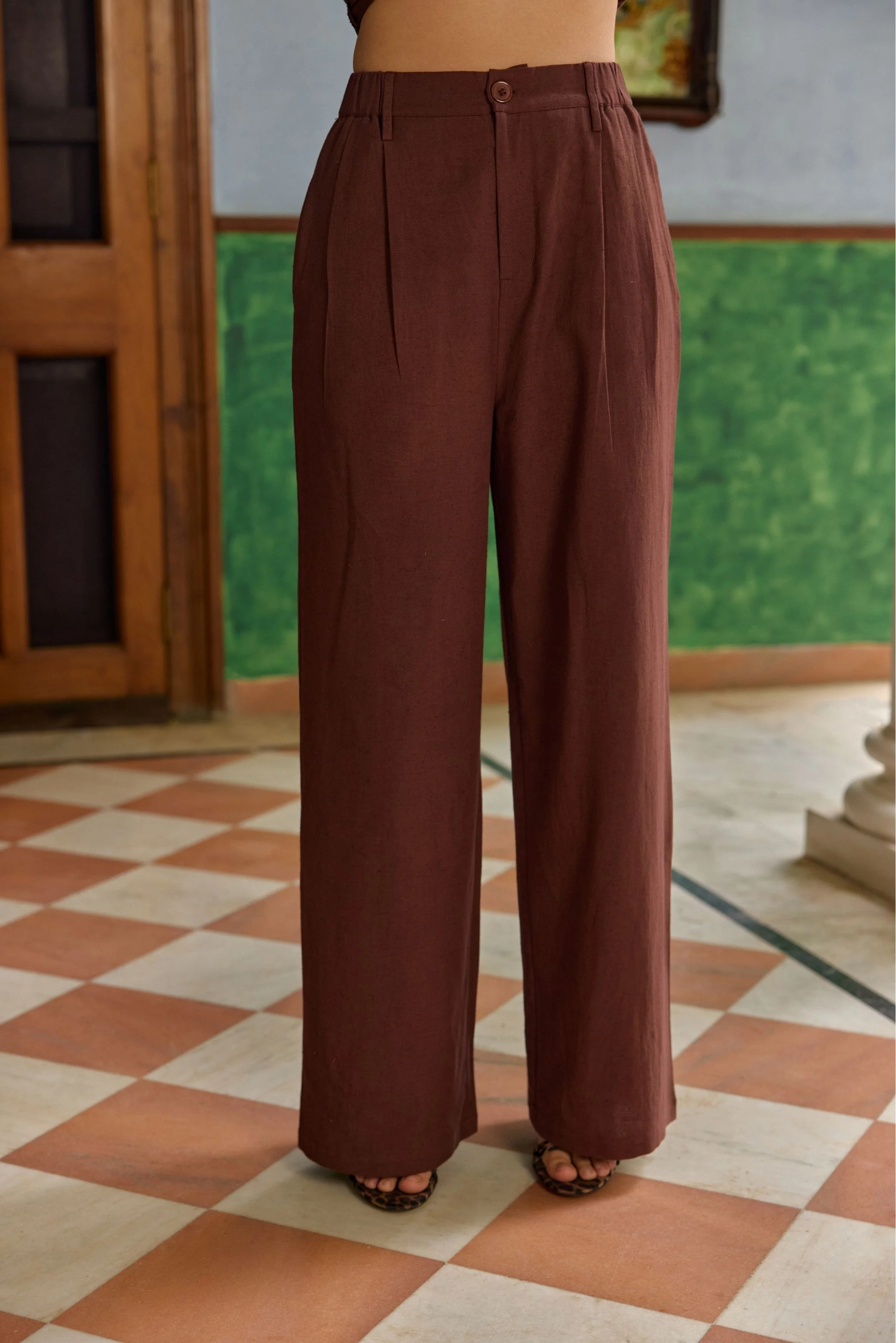 Brown Pleated Pants - Image 4