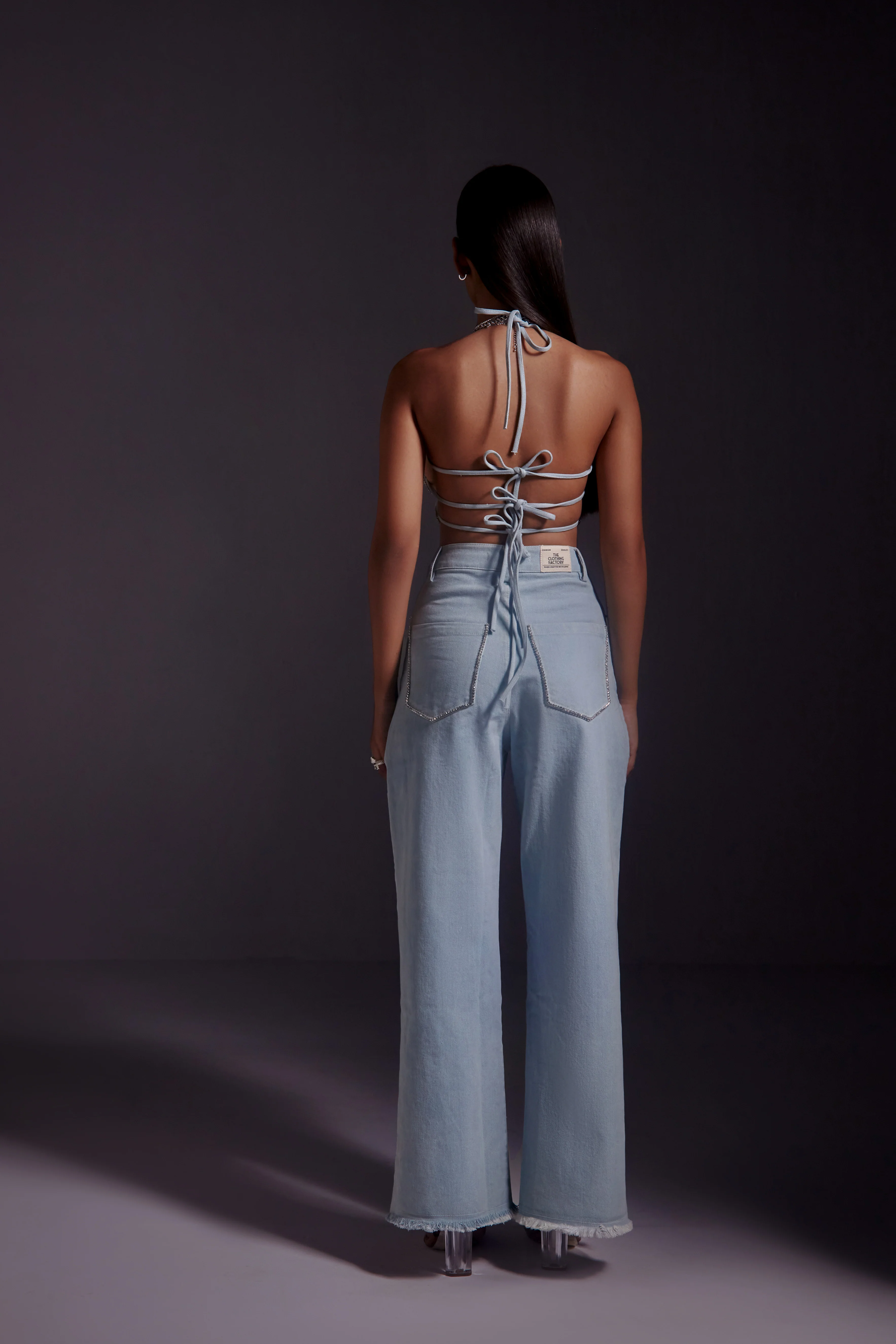 Butterfly Rhinestone Embellished Top and Jeans Set - Image 5
