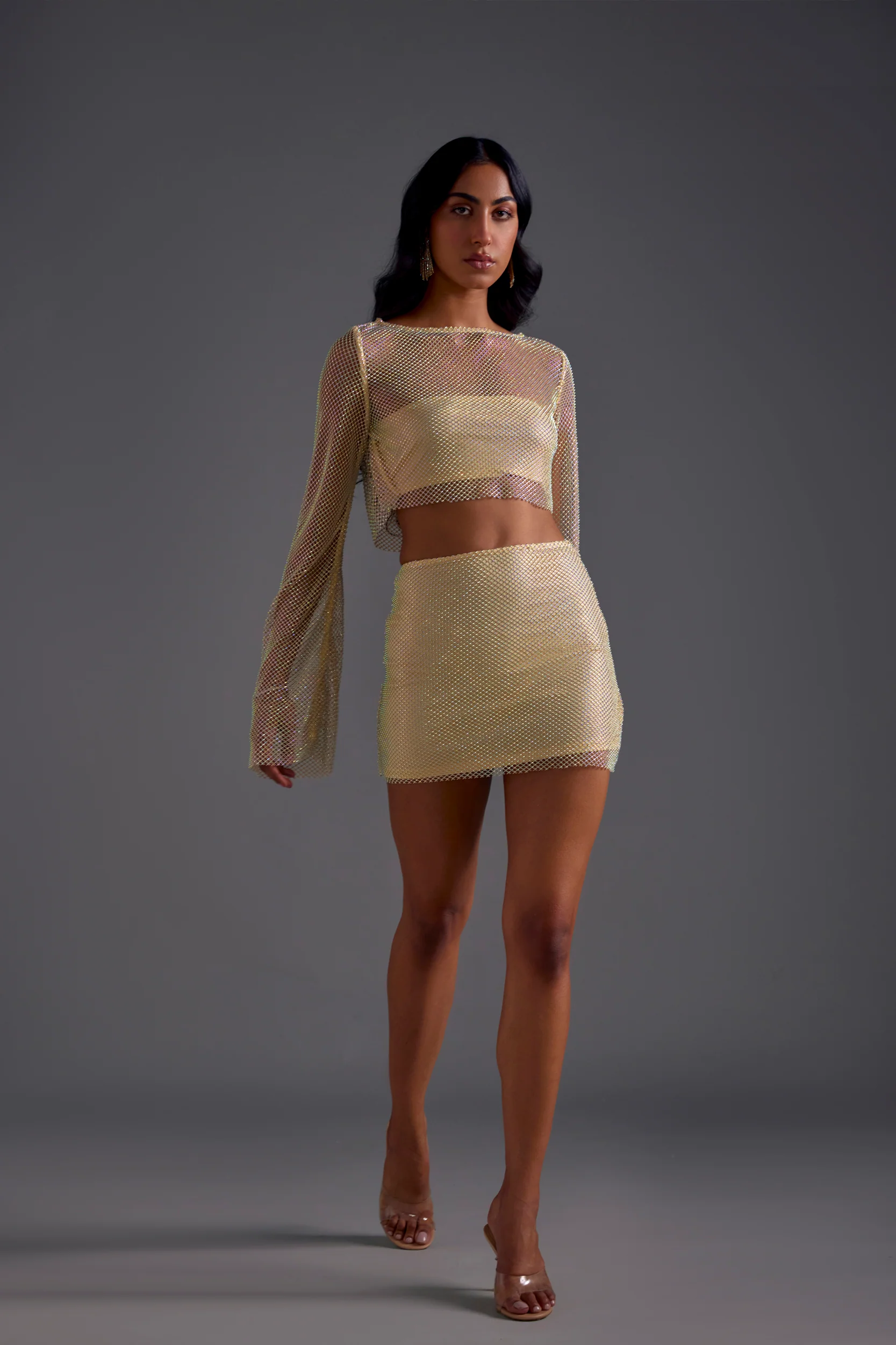 Champagne Diamond Mesh Skirt