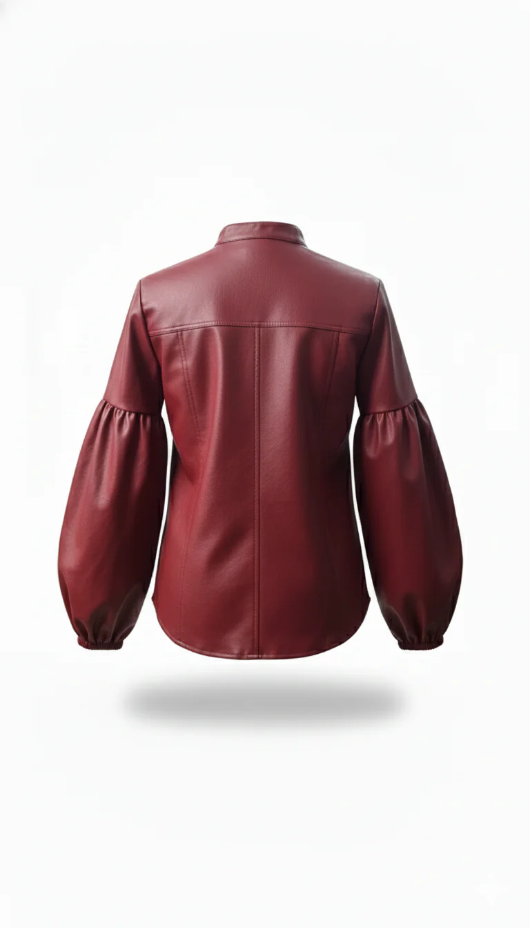 Cherry Red Faux Leather Statement Shirt - Image 2