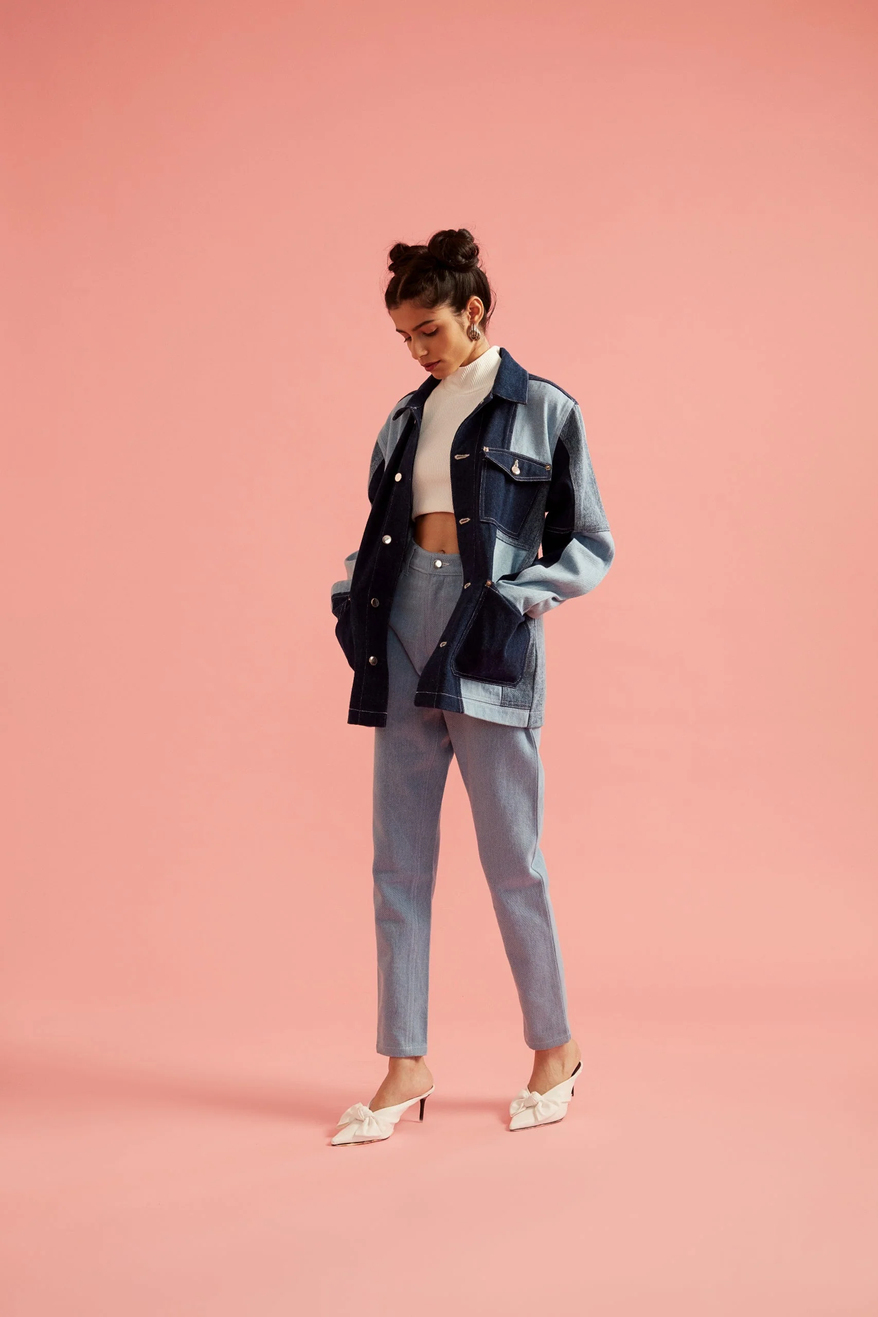 Colorblock Denim Jacket - Image 3