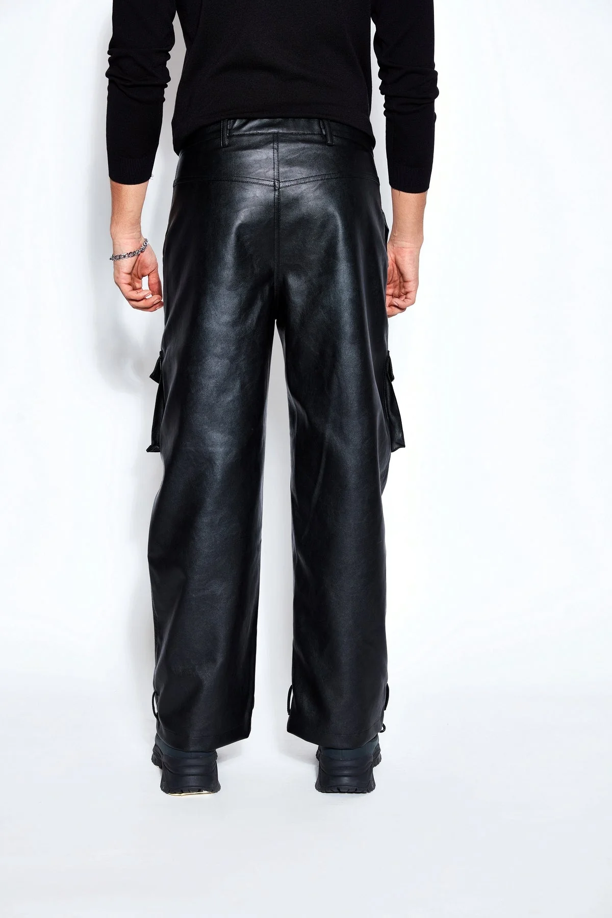 Faux Leather Cargo Pants - Image 3