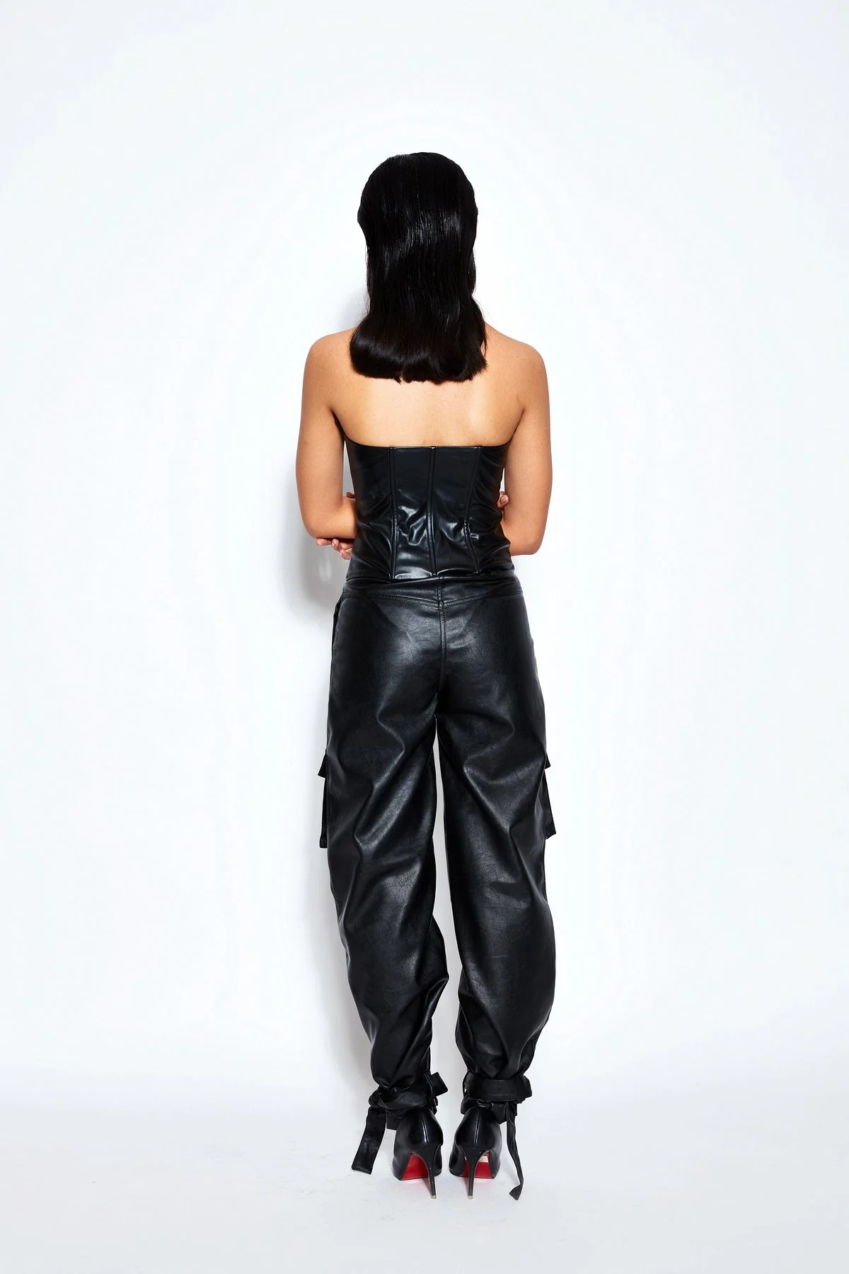Faux Leather Cargo Pants - Image 3