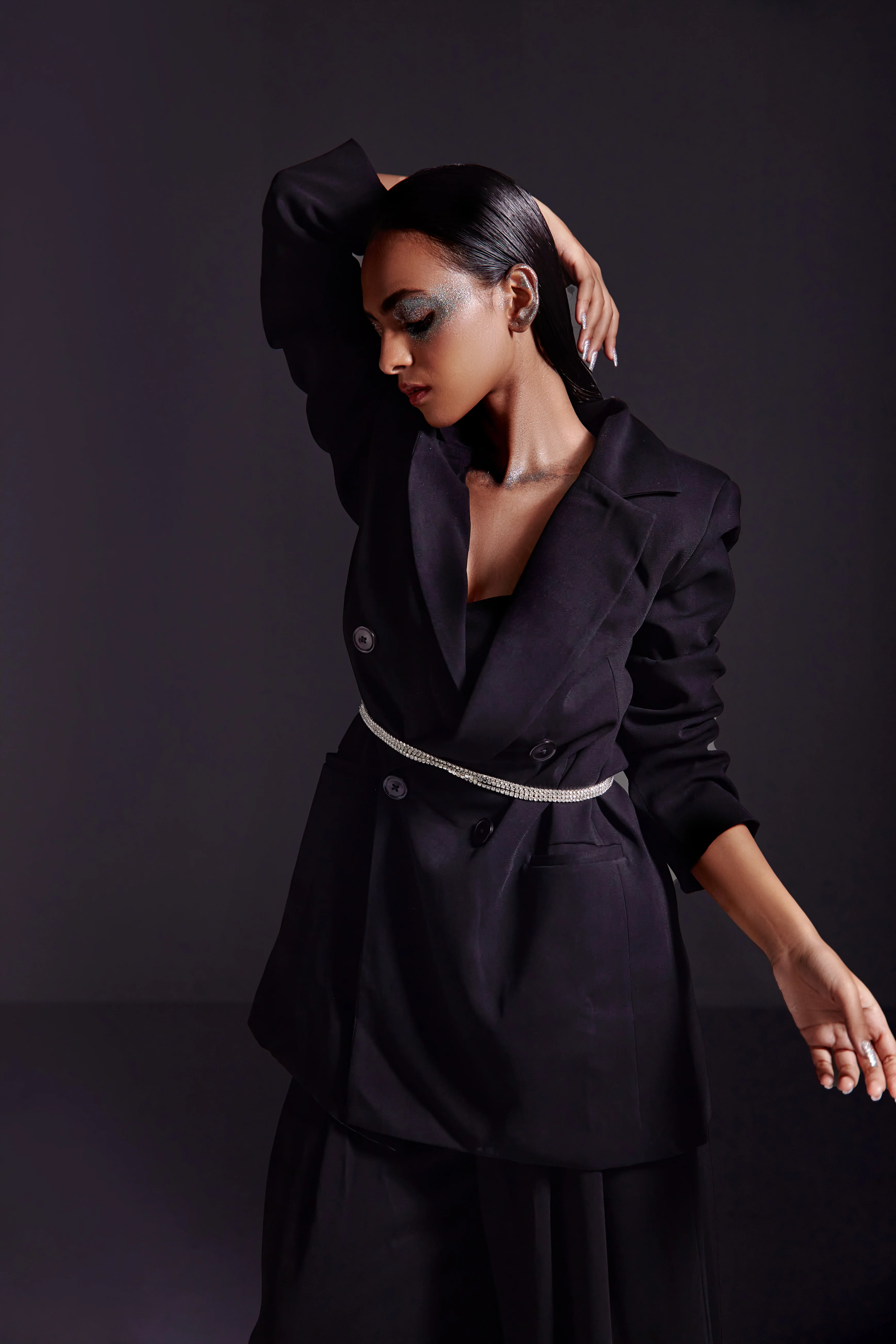 Oversized Double Breasted Blazer-Black - Image 2