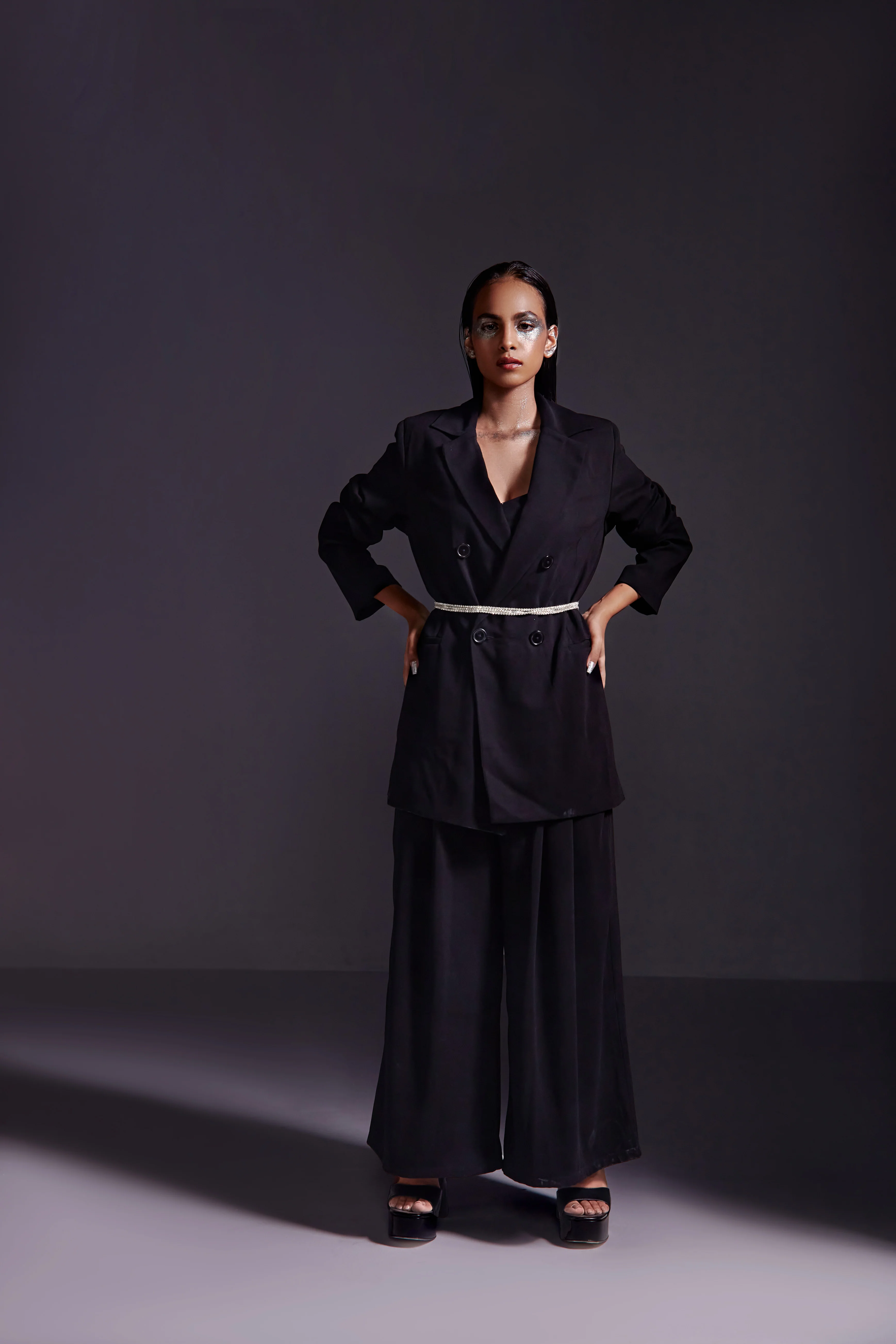 Oversized Double Breasted Blazer-Black - Image 3