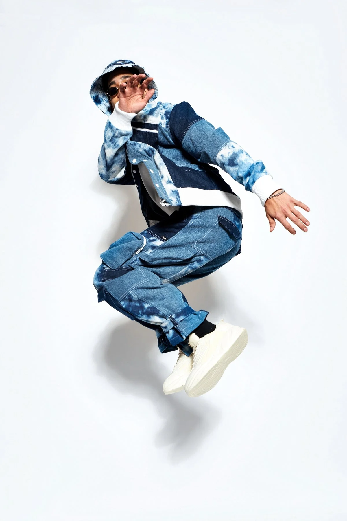 Patchwork Denim Cargo Pants - Image 5