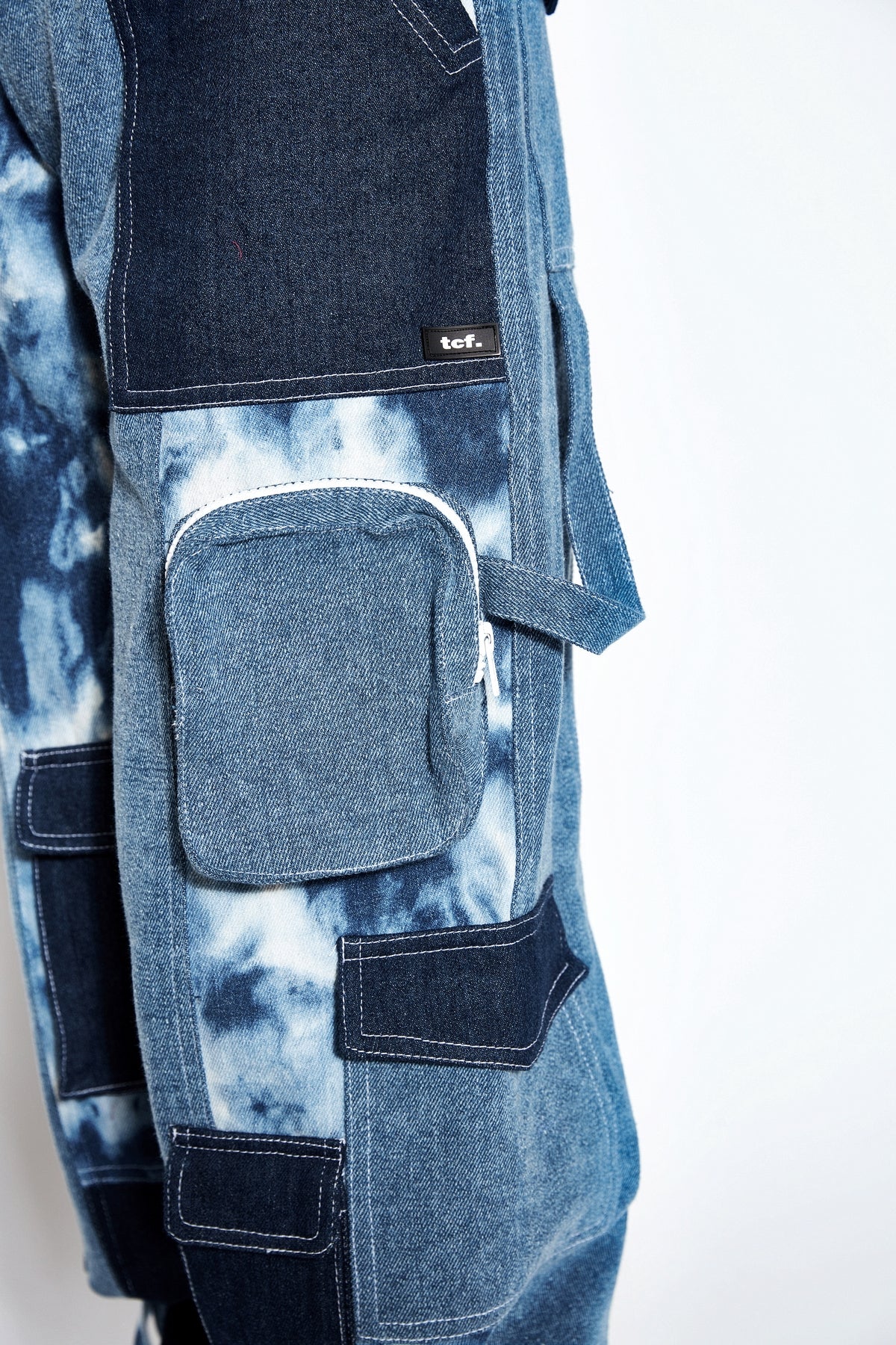 Patchwork Denim Cargo Pants - Image 4