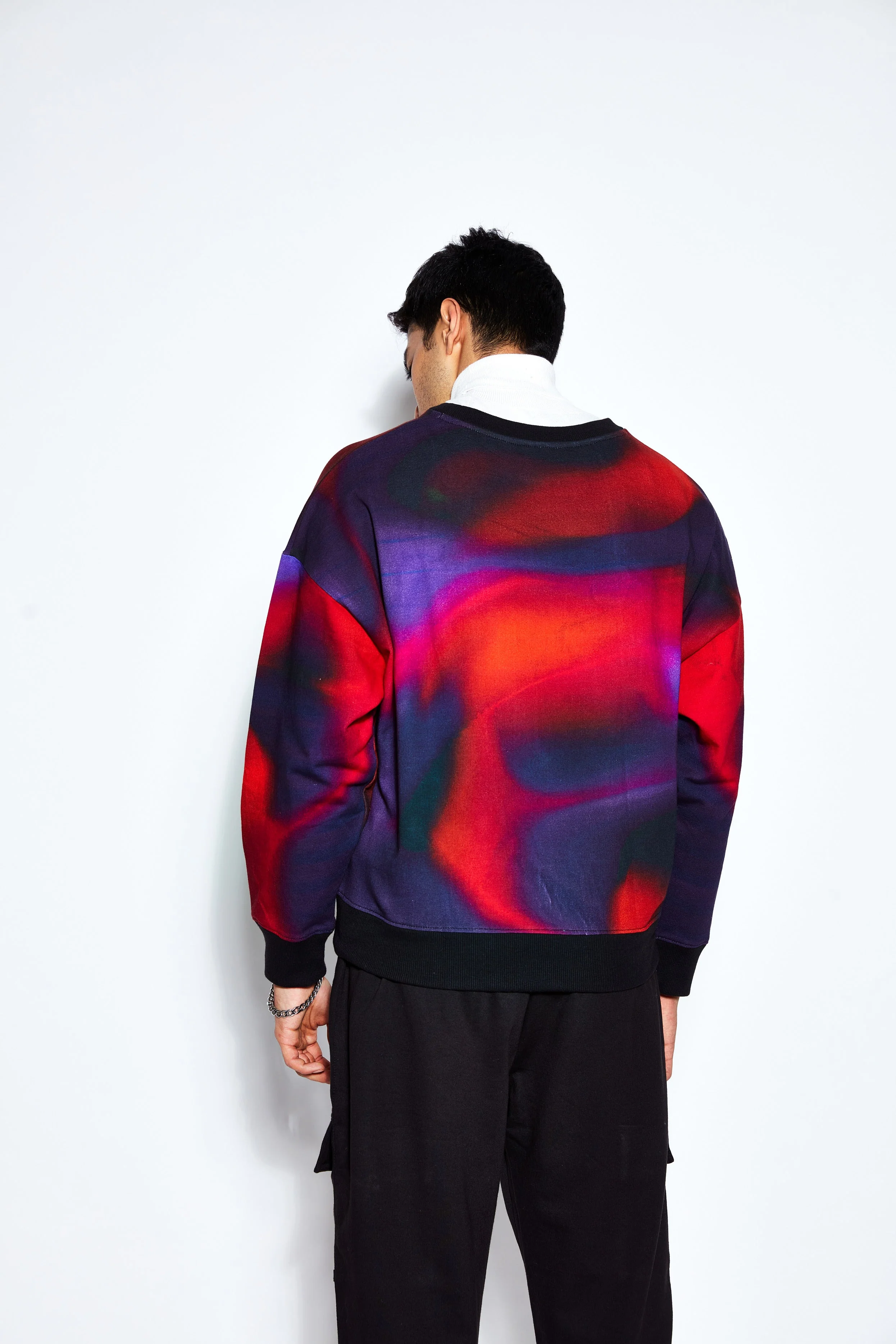 Red/Blue Digital Ombre Oversized Sweatshirt (Fleece inside) - Image 3