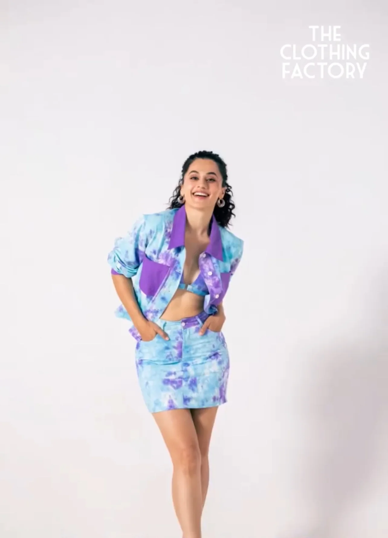 Blue Tie & Dye Twill Bralette Top - Image 3