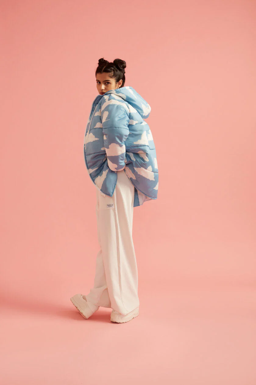 Cloud Print Puffer Jacket with Hood - Image 2