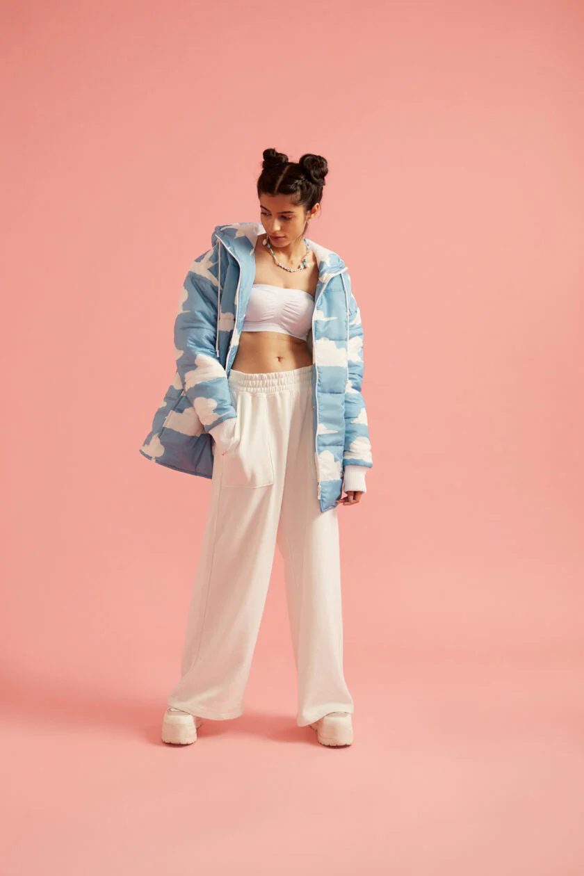 Cloud Print Puffer Jacket with Hood - Image 3