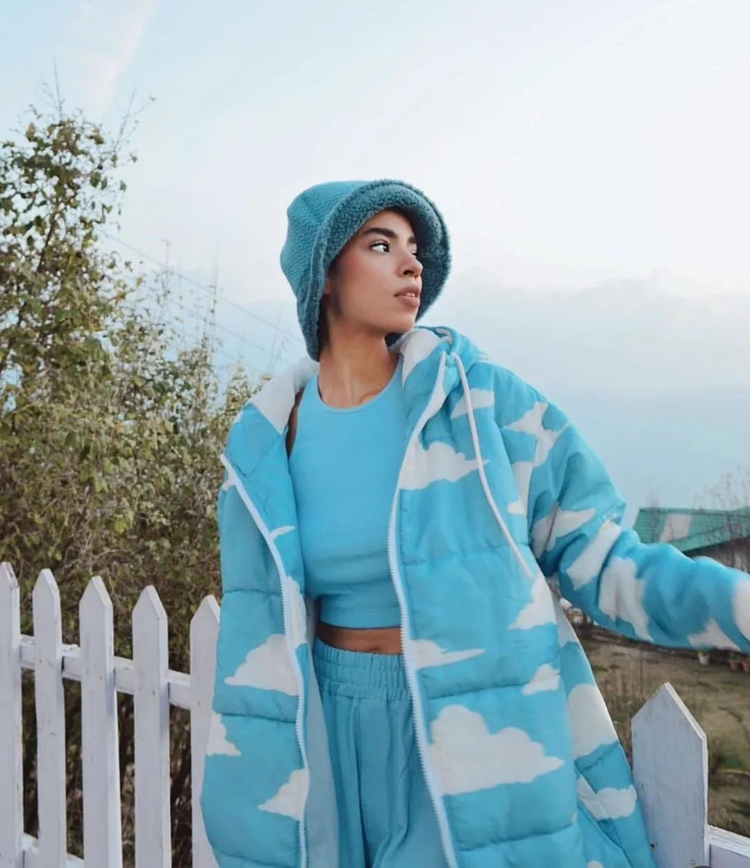 Cloud Print Puffer Jacket with Hood - Image 5
