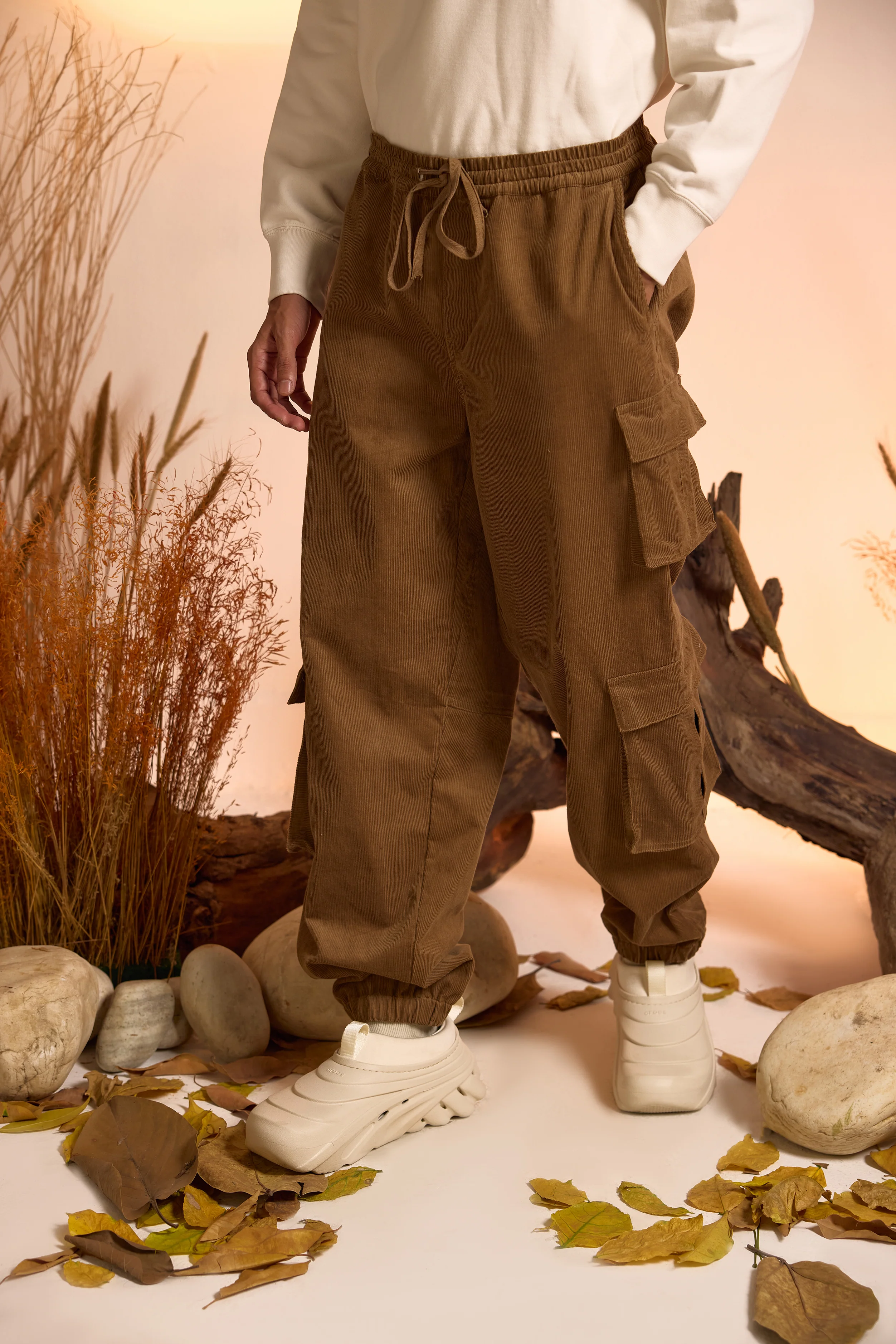 Corduroy Cargo Jogger Pant-Light Brown-Men - Image 2