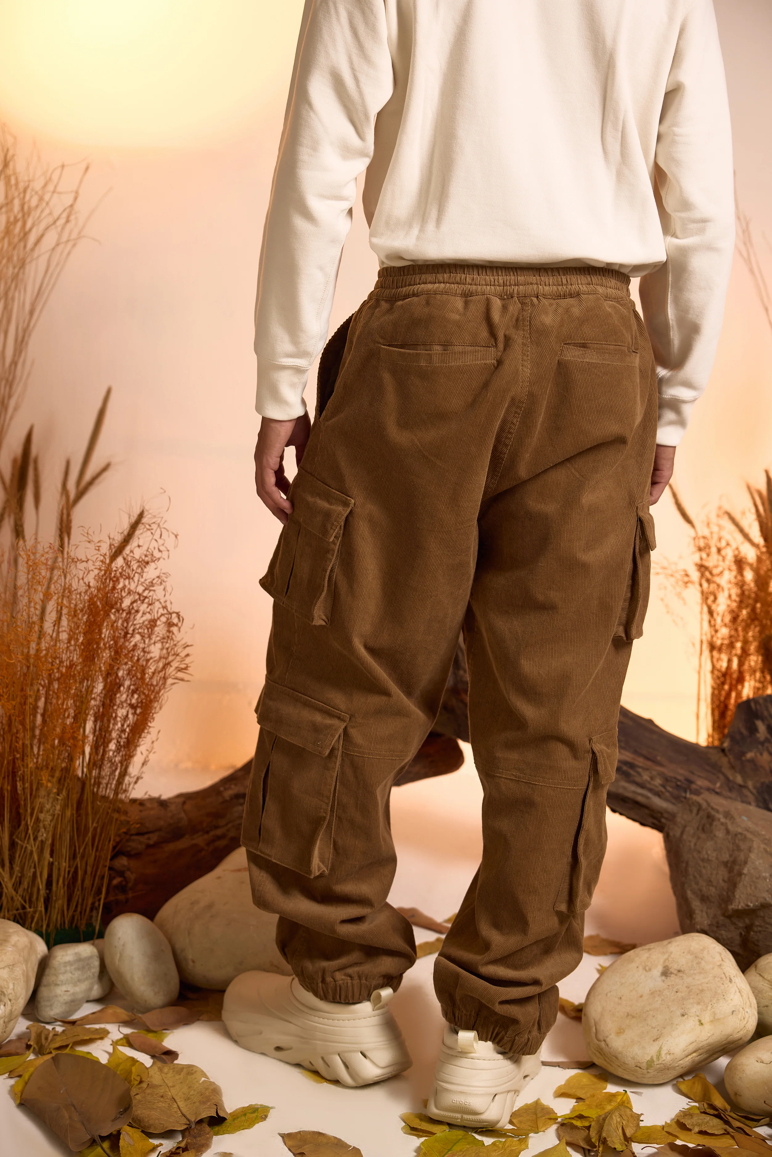 Corduroy Cargo Jogger Pant-Light Brown-Men - Image 4