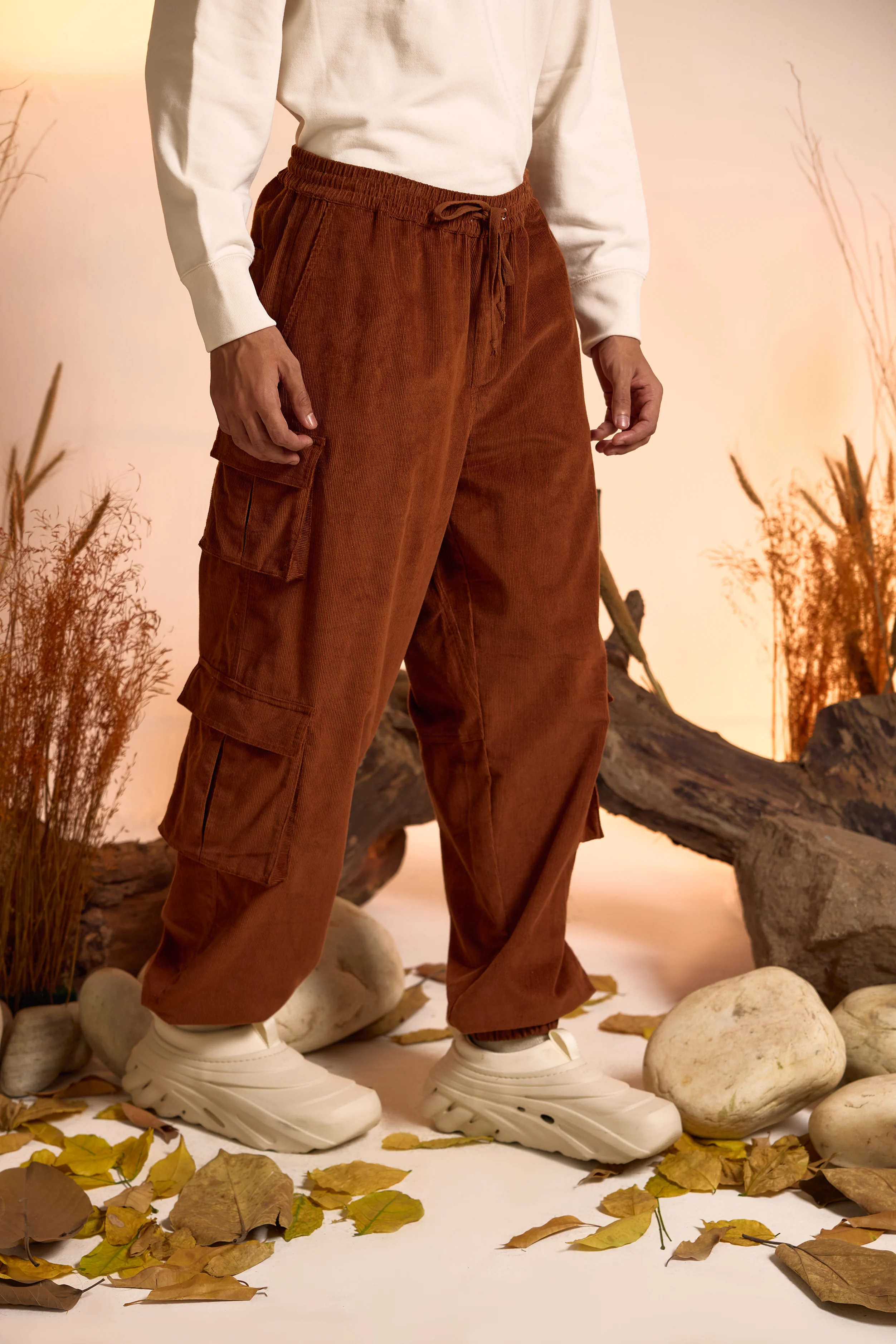 Corduroy Cargo Jogger Pant-Dark Brown-Men - Image 2