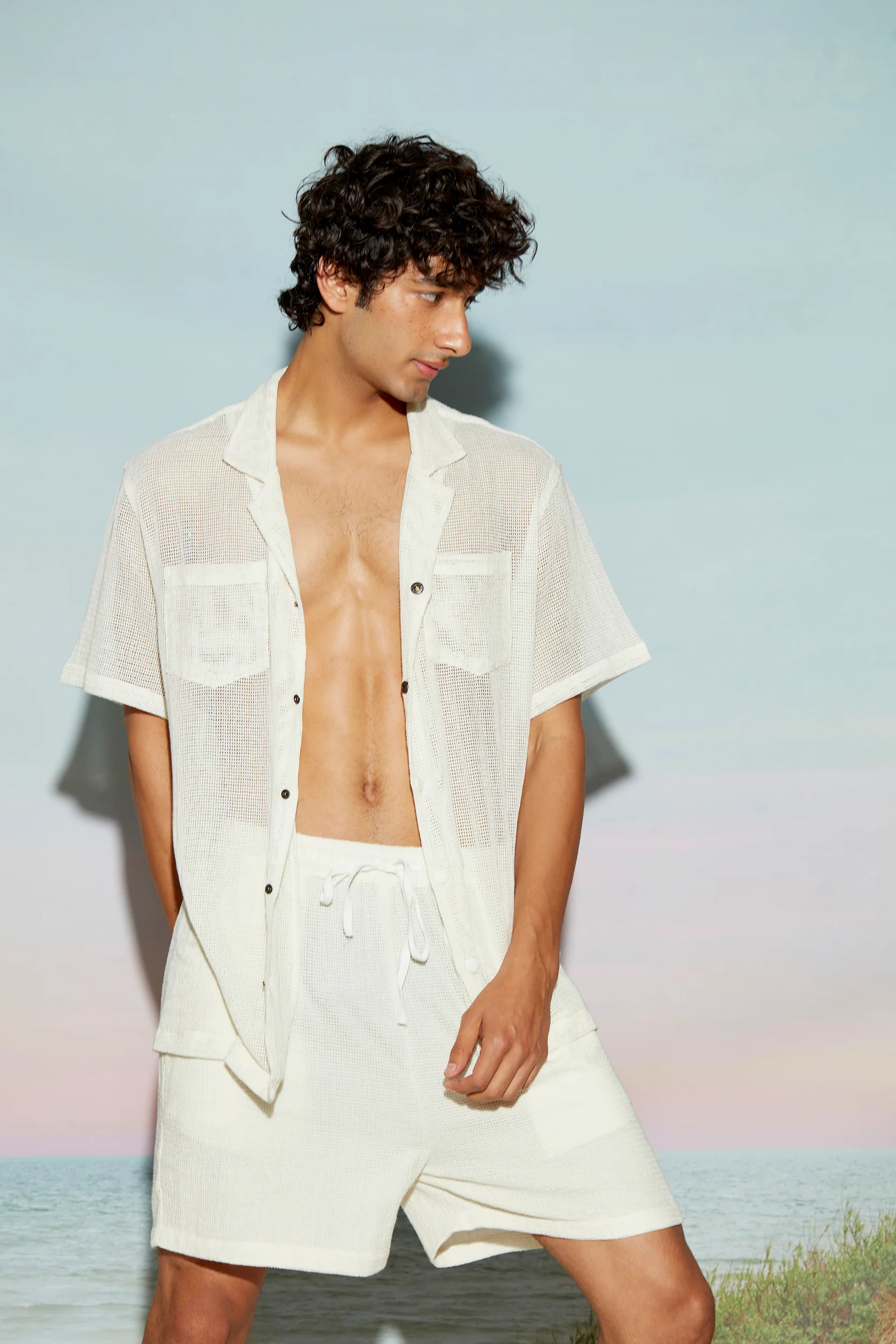 Cotton Mesh Resort Shirt and Shorts Set - Image 2