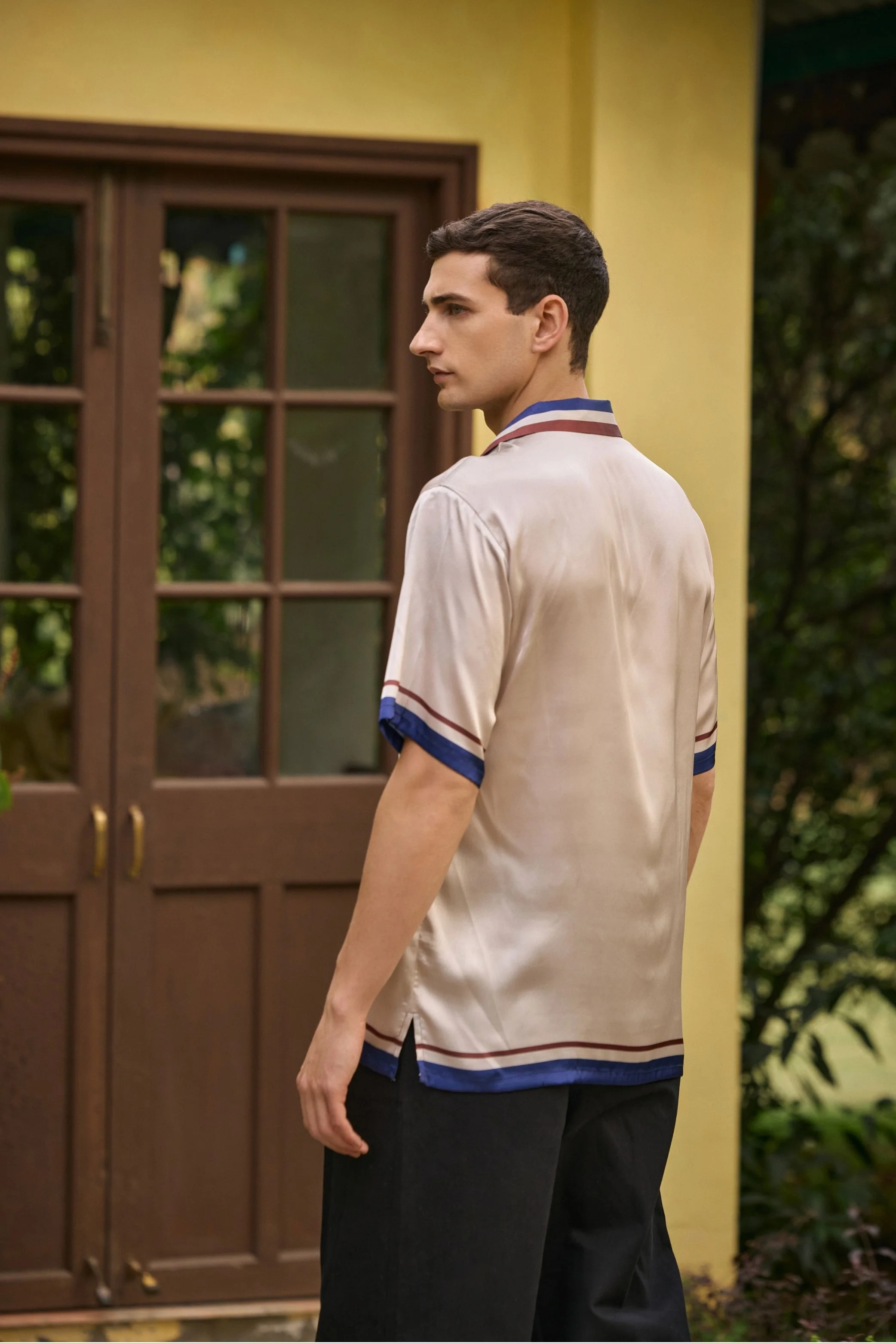 Cream Satin Printed Shirt – Bon Appétit - Image 5