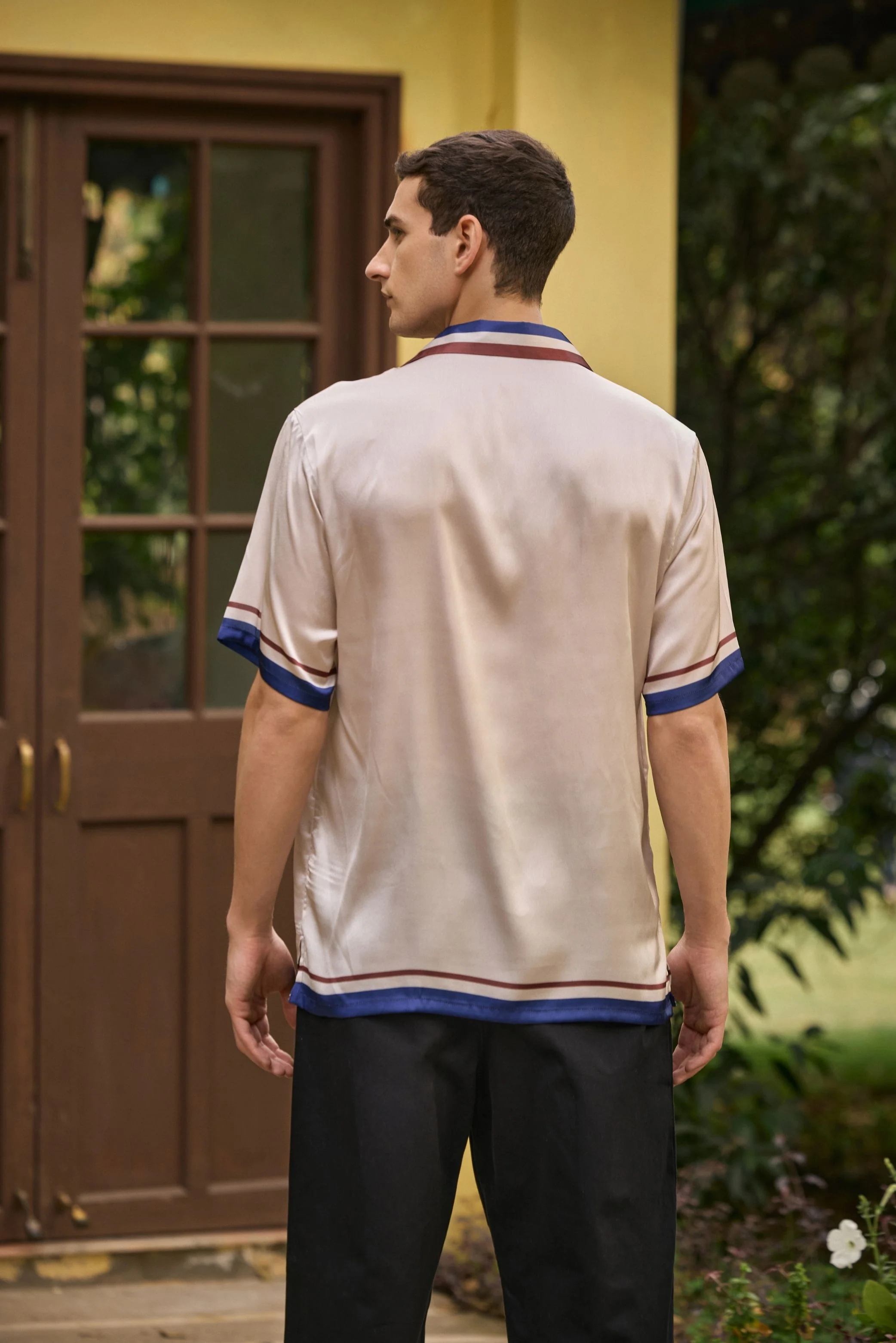 Cream Satin Printed Shirt – Bon Appétit - Image 7